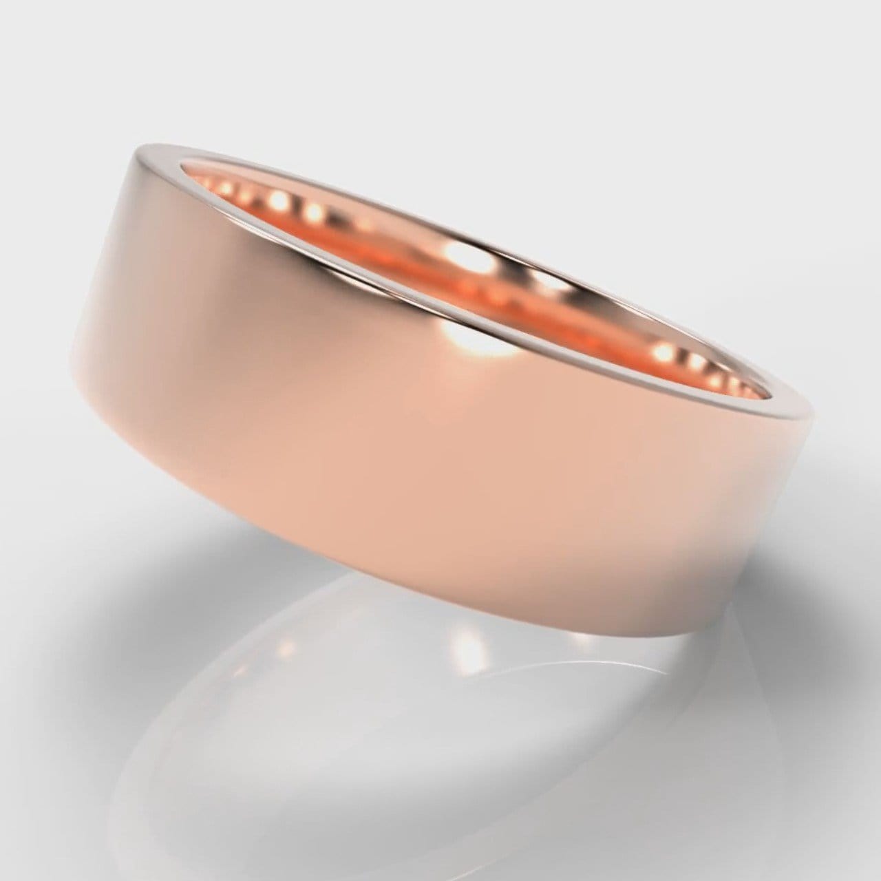 7mm Flat Top Comfort Fit Wedding Ring - Rose Gold