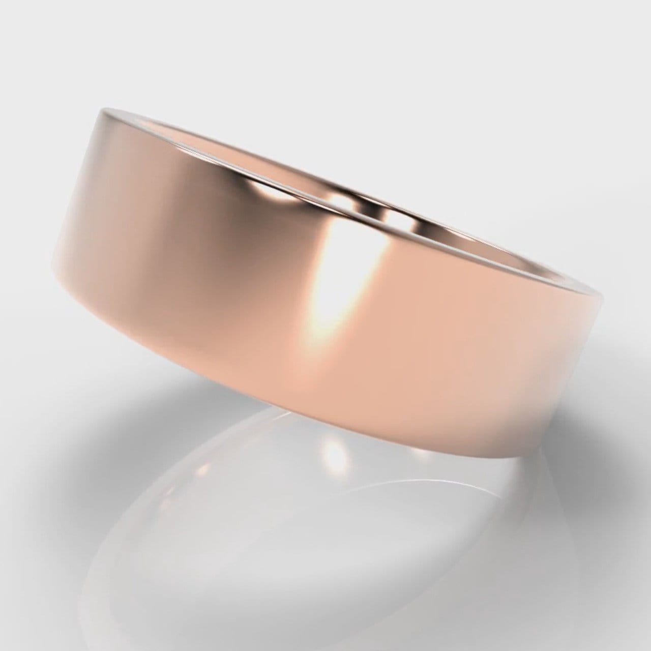 7mm Flat Top Comfort Fit Wedding Ring - Rose Gold