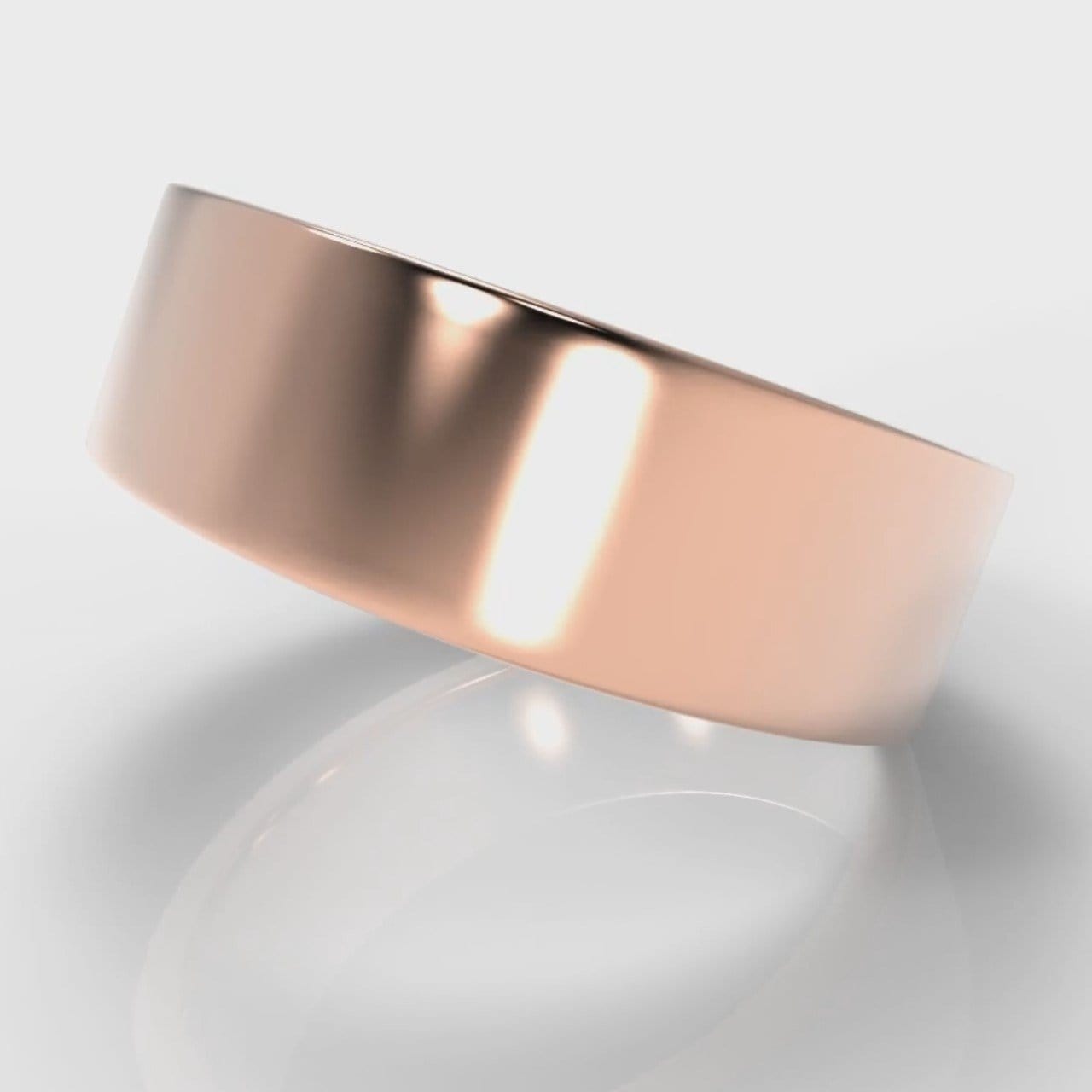 7mm Flat Top Comfort Fit Wedding Ring - Rose Gold