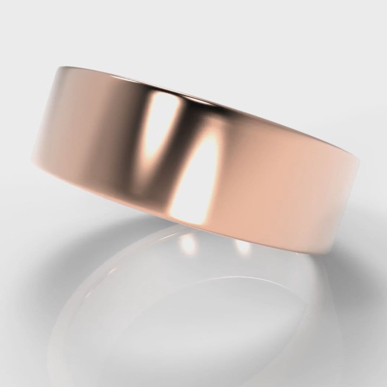 7mm Flat Top Comfort Fit Wedding Ring - Rose Gold