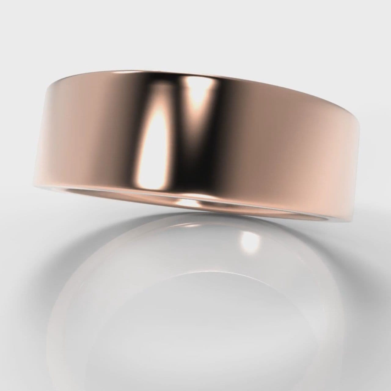 7mm Flat Top Comfort Fit Wedding Ring - Rose Gold