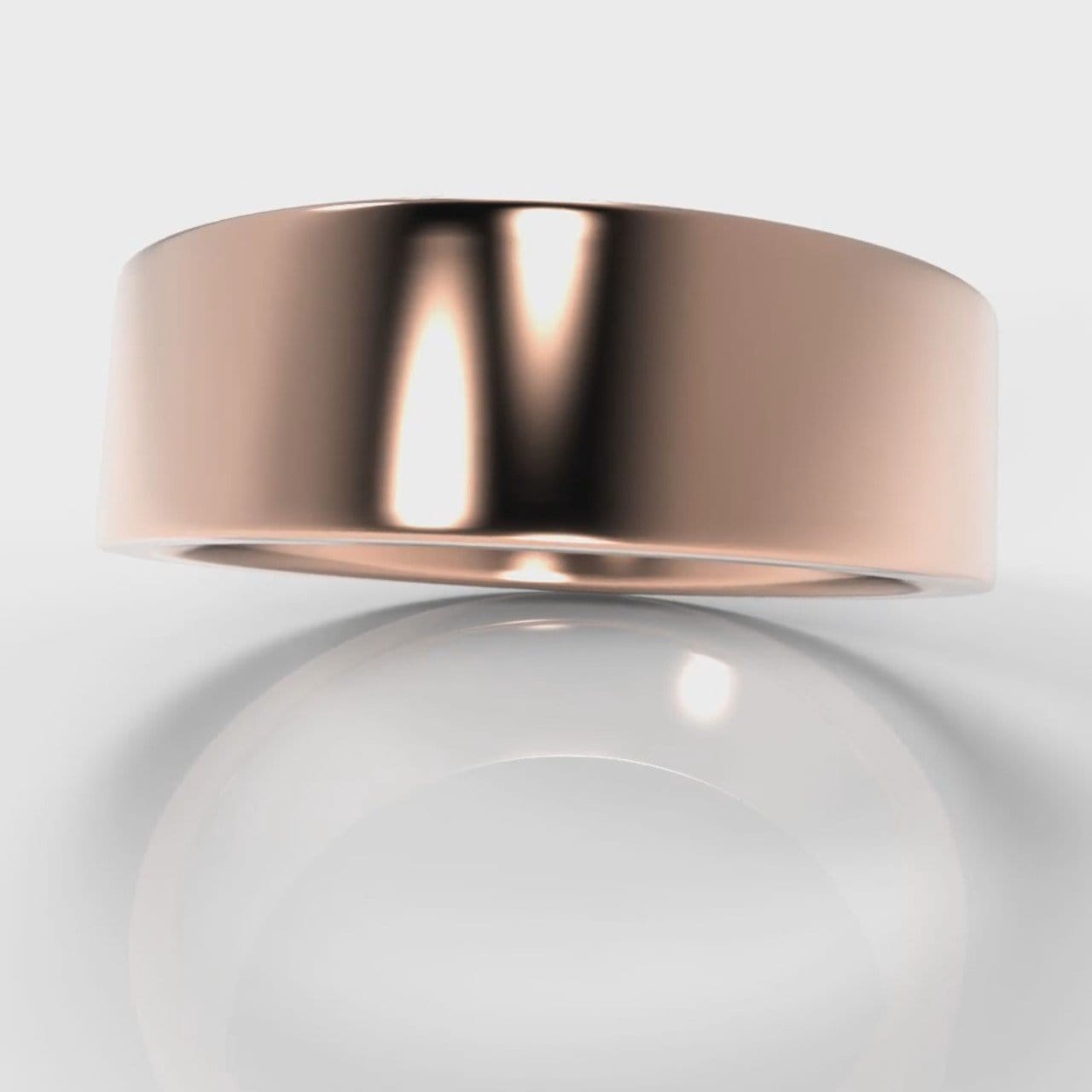 7mm Flat Top Comfort Fit Wedding Ring - Rose Gold