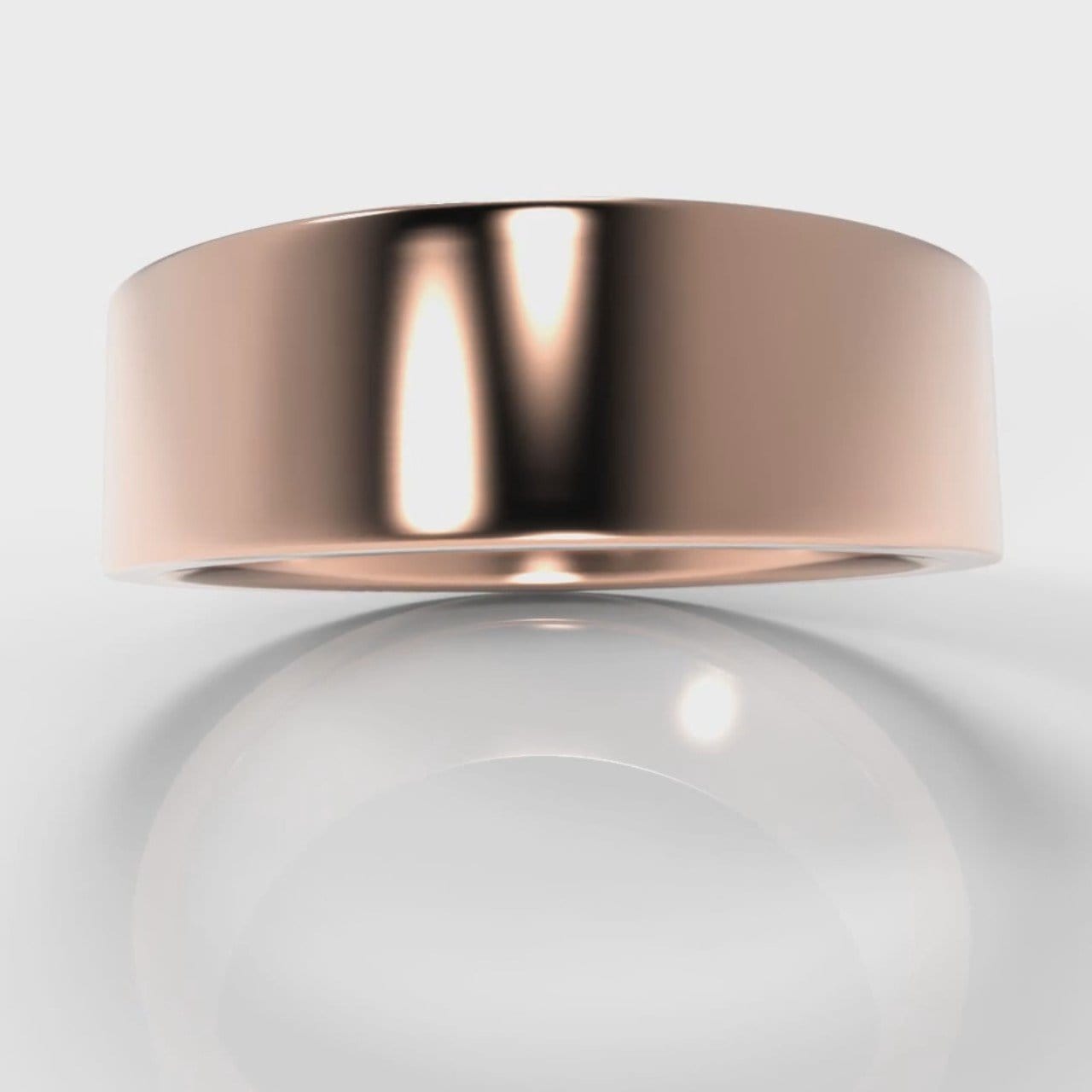 7mm Flat Top Comfort Fit Wedding Ring - Rose Gold