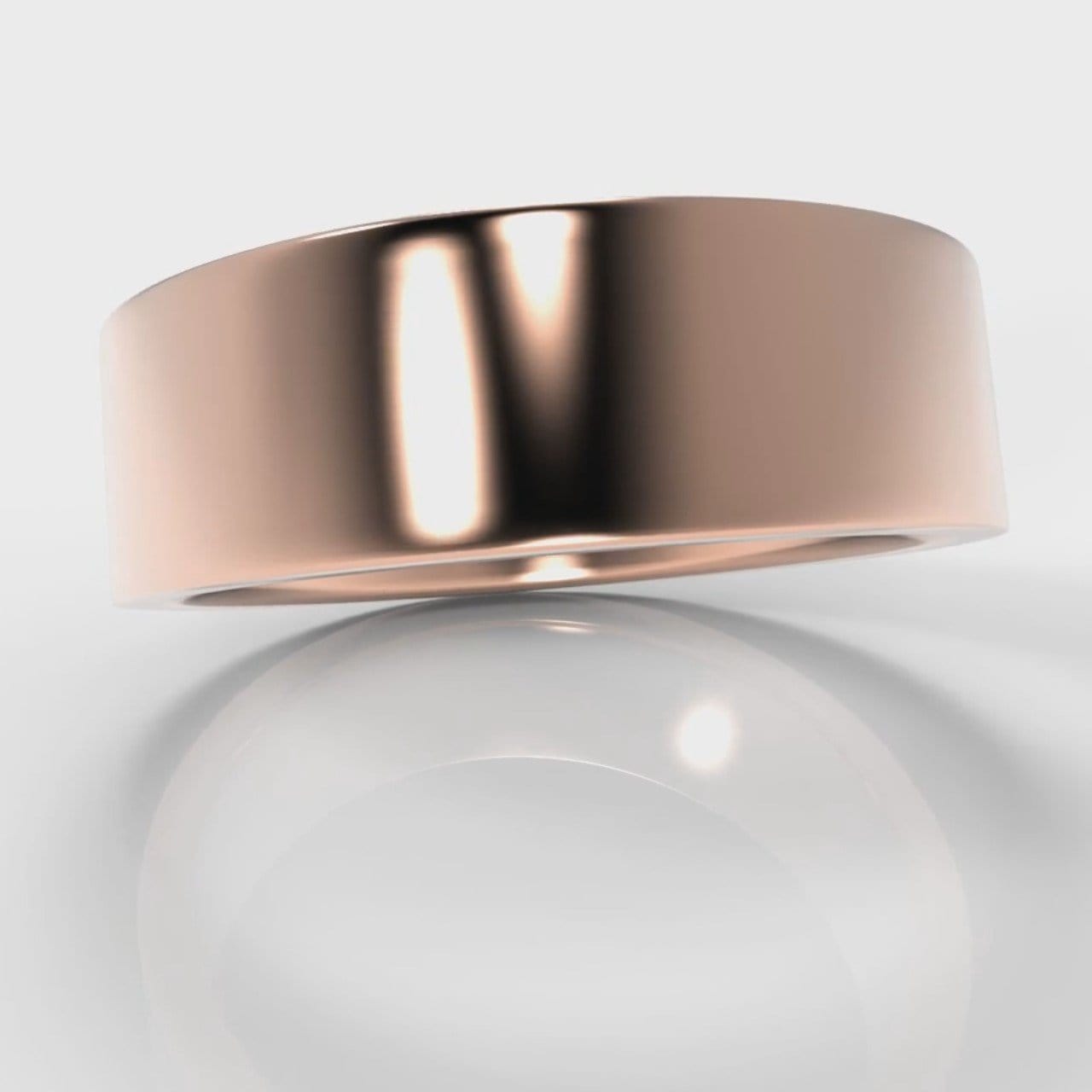 7mm Flat Top Comfort Fit Wedding Ring - Rose Gold