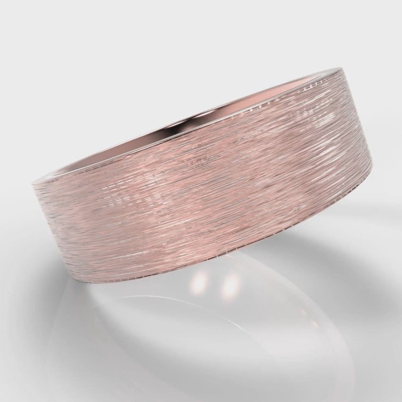 7mm Flat Top Comfort Fit Brushed Wedding Ring - Rose Gold