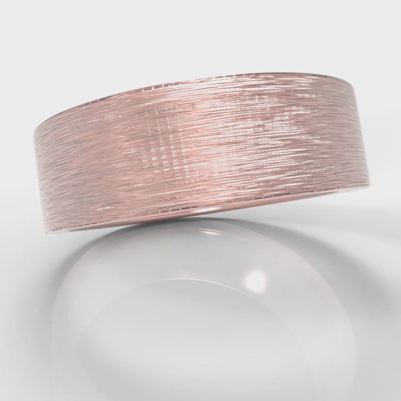 7mm Flat Top Comfort Fit Brushed Wedding Ring - Rose Gold