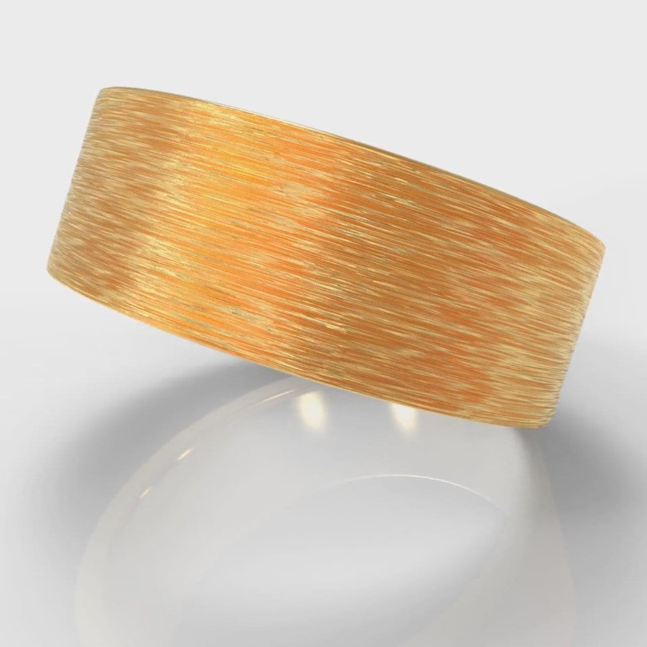 8mm Flat Top Comfort Fit Brushed Wedding Ring - Yellow Gold
