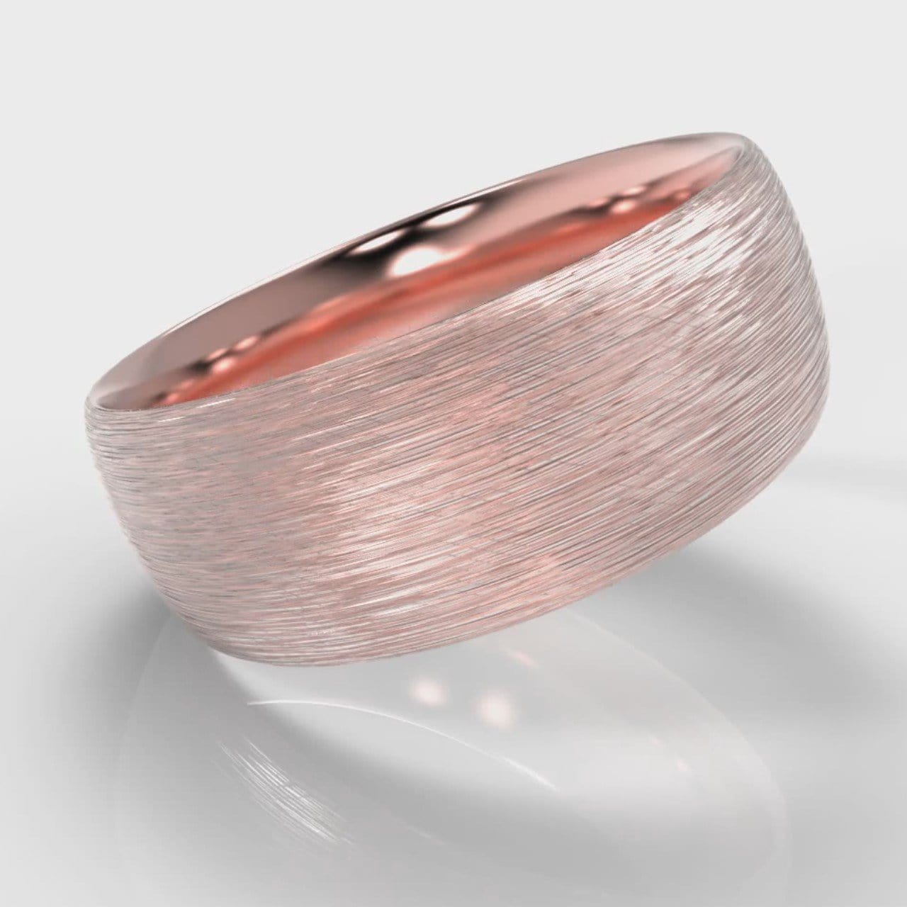 8mm Court Shaped Comfort Fit Brushed Wedding Ring - Rose Gold