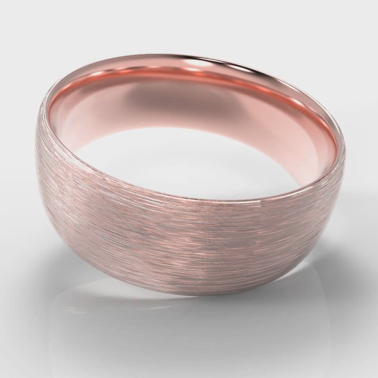 8mm Court Shaped Comfort Fit Brushed Wedding Ring - Rose Gold