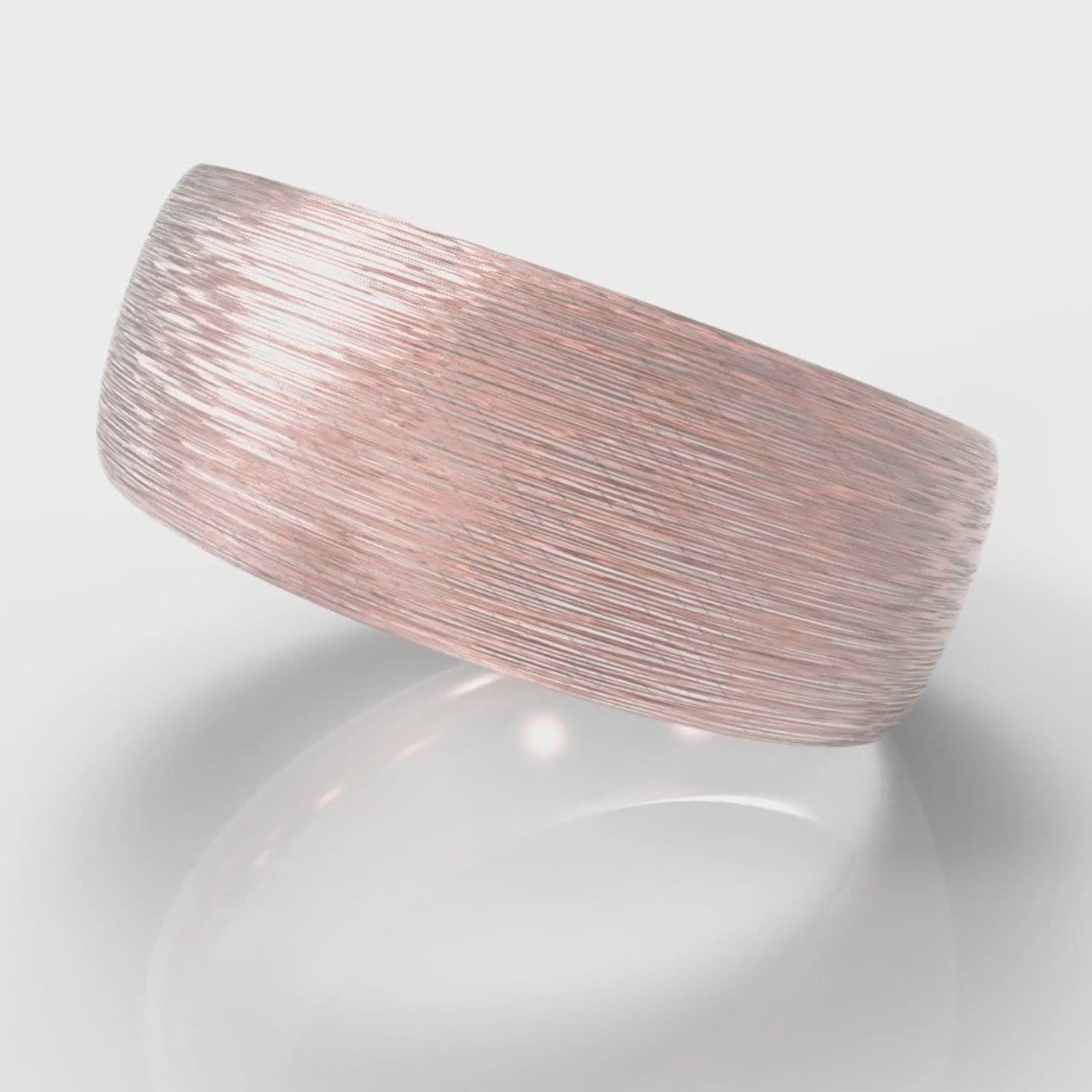8mm Court Shaped Comfort Fit Brushed Wedding Ring - Rose Gold