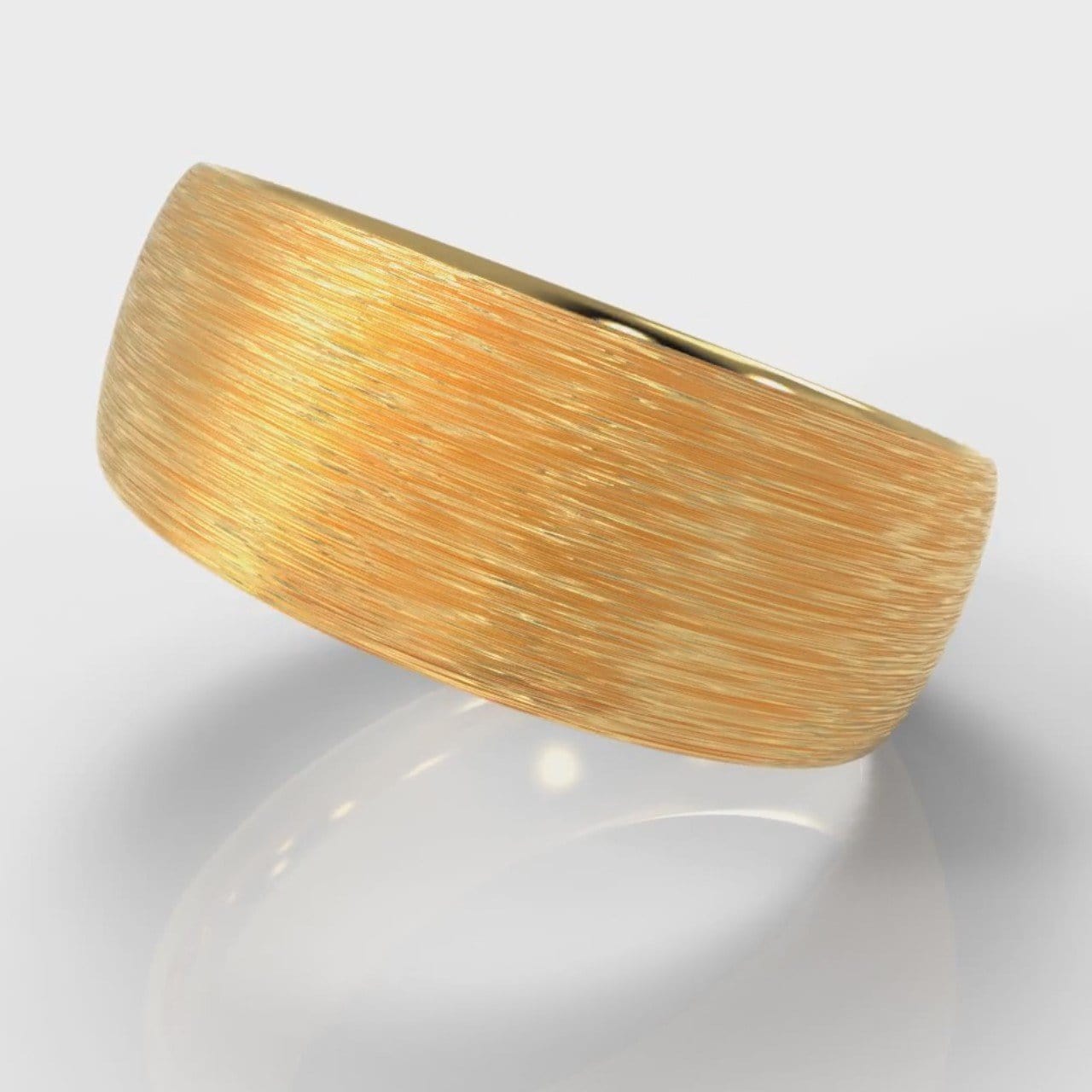 8mm Court Shaped Comfort Fit Brushed Wedding Ring - Yellow Gold