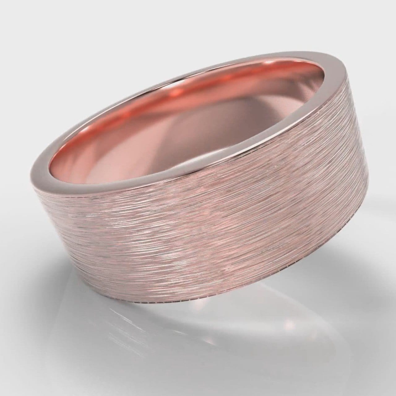 8mm Flat Top Comfort Fit Brushed Wedding Ring - Rose Gold