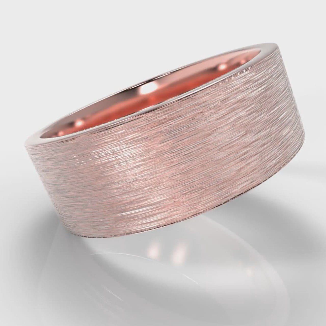 8mm Flat Top Comfort Fit Brushed Wedding Ring - Rose Gold