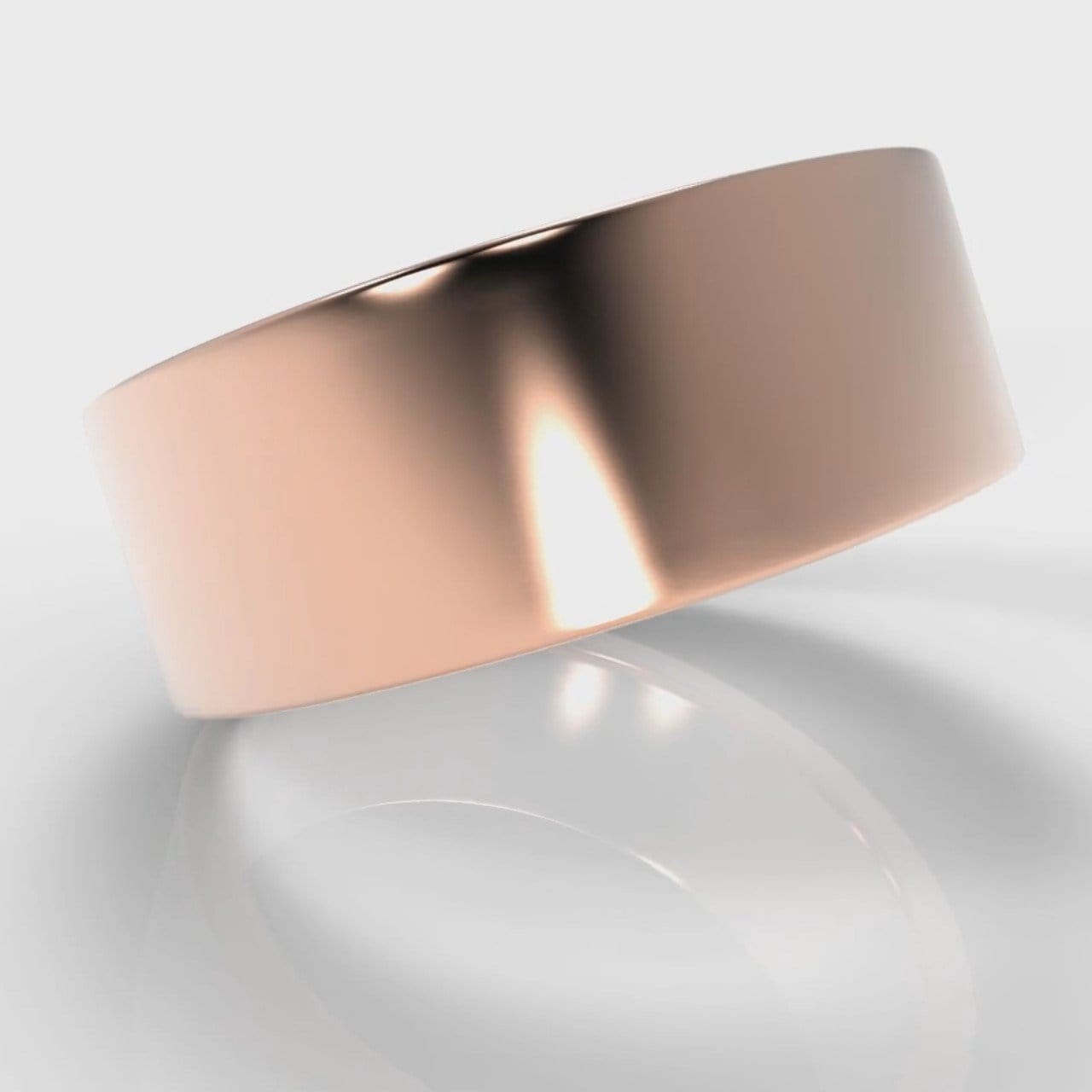8mm Flat Top Comfort Fit Wedding Ring - Rose Gold