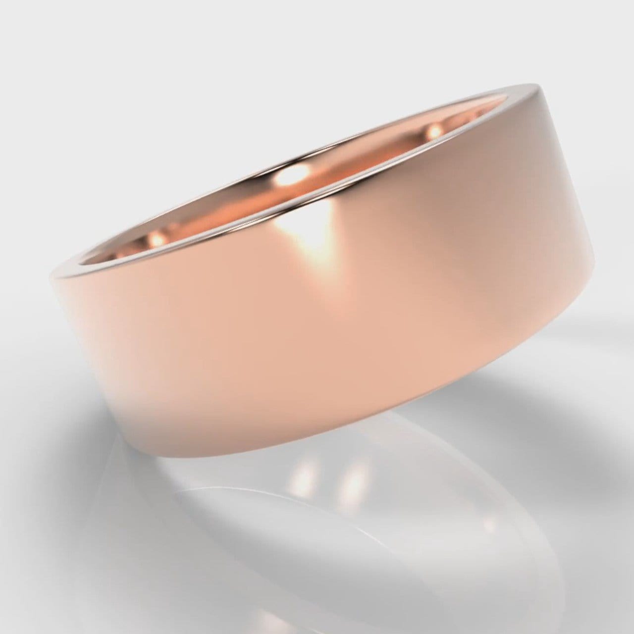 8mm Flat Top Comfort Fit Wedding Ring - Rose Gold