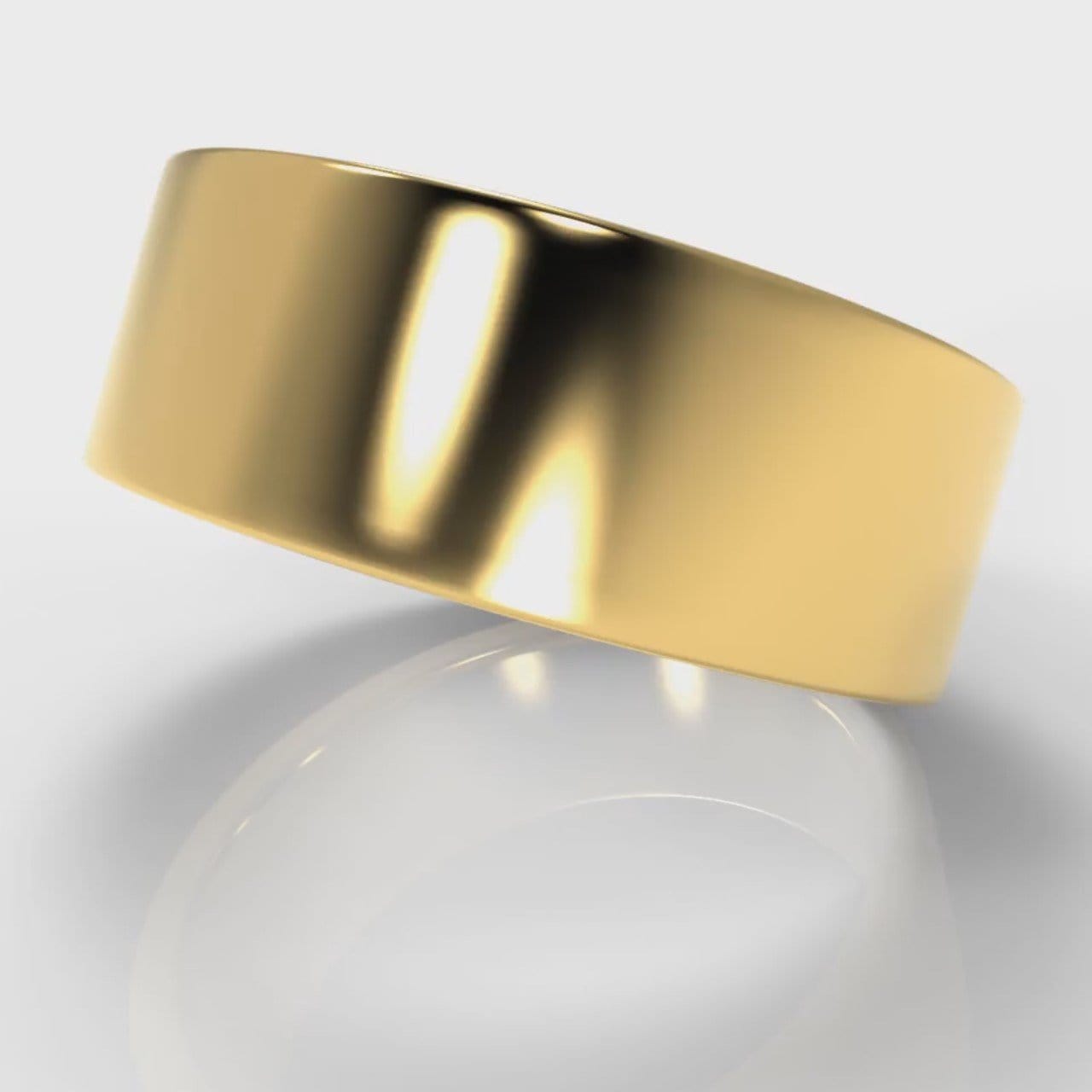 8mm Flat Top Comfort Fit Wedding Ring - Yellow Gold