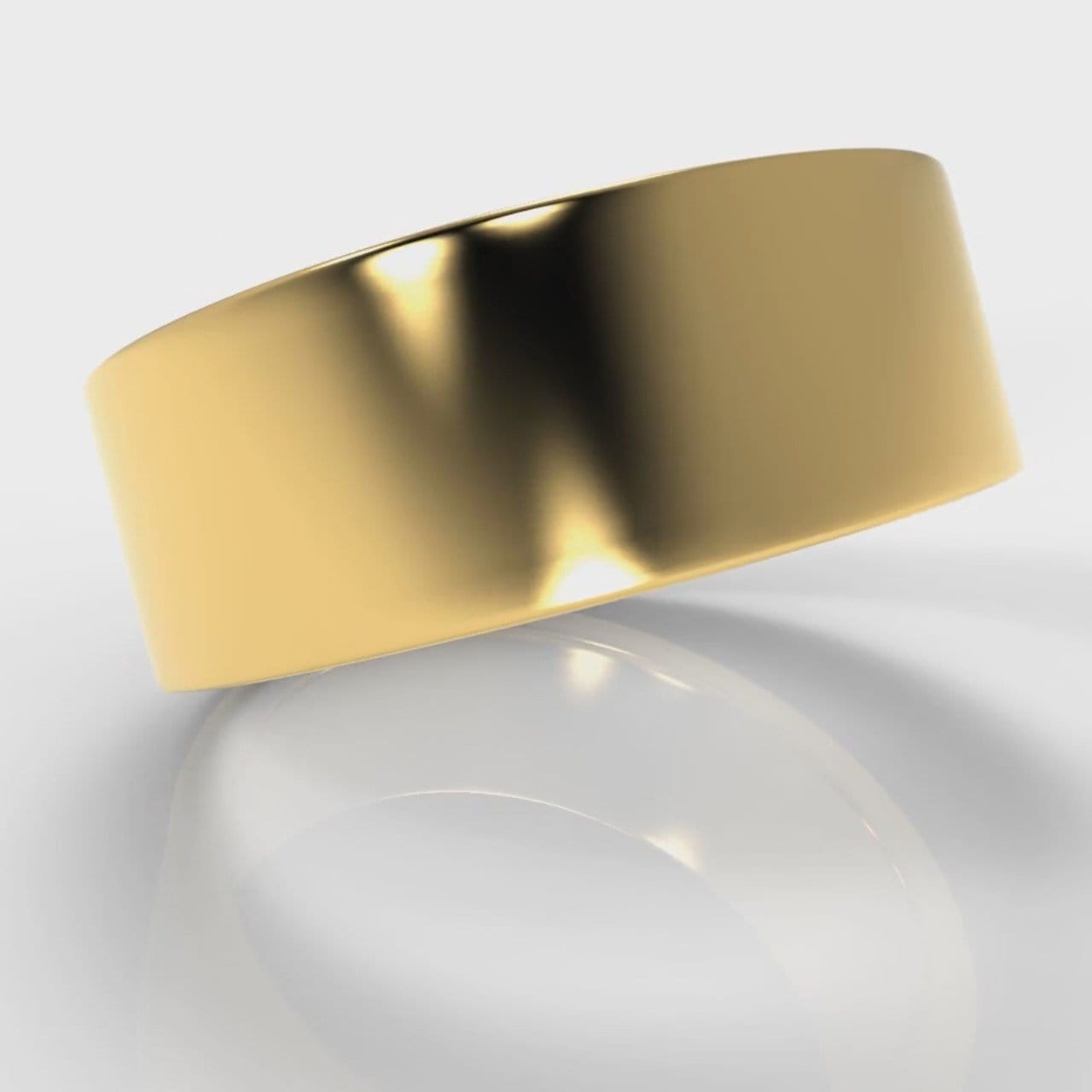 8mm Flat Top Comfort Fit Wedding Ring - Yellow Gold