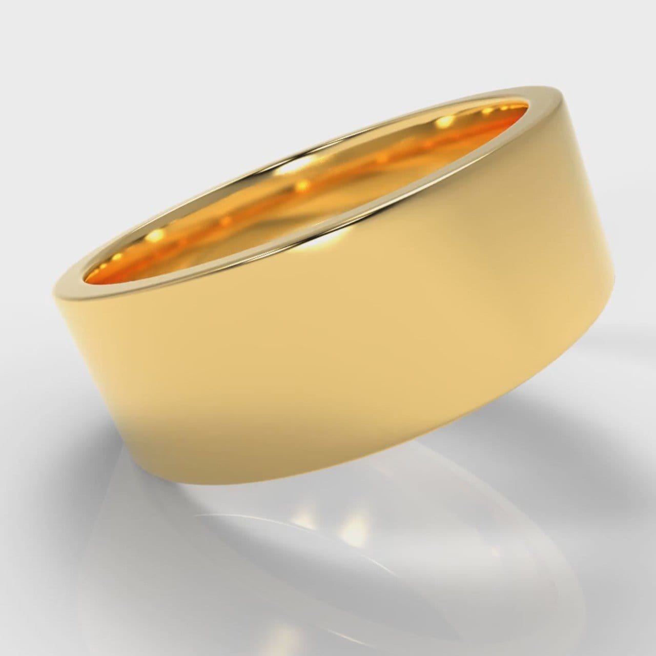 8mm Flat Top Comfort Fit Wedding Ring - Yellow Gold