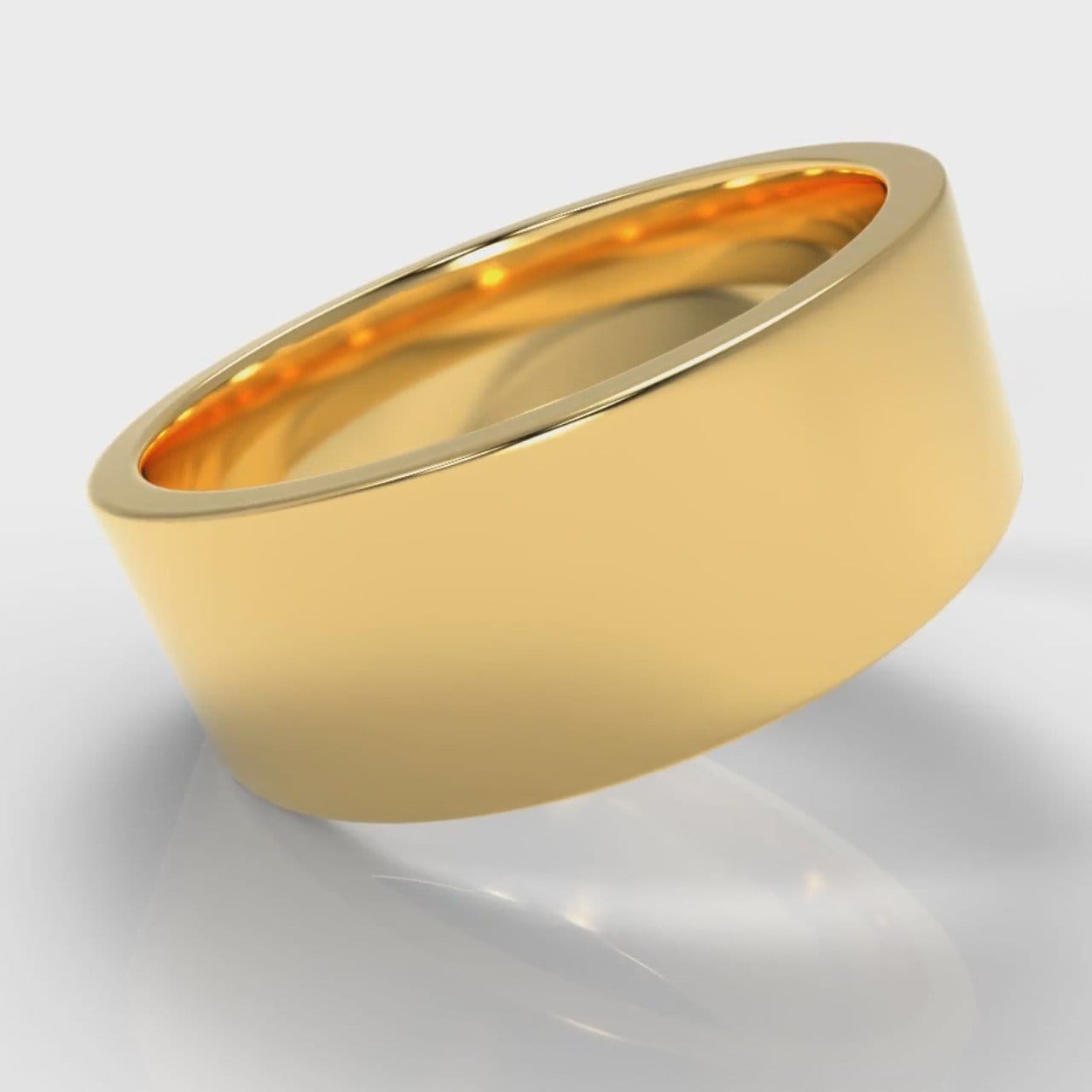 8mm Flat Top Comfort Fit Wedding Ring - Yellow Gold