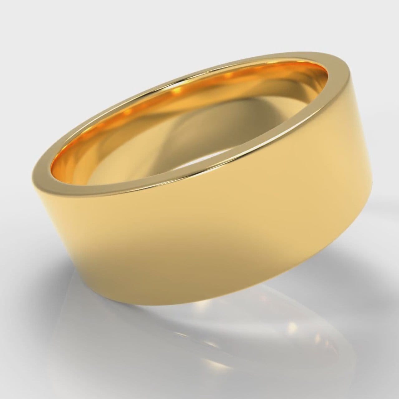 8mm Flat Top Comfort Fit Wedding Ring - Yellow Gold