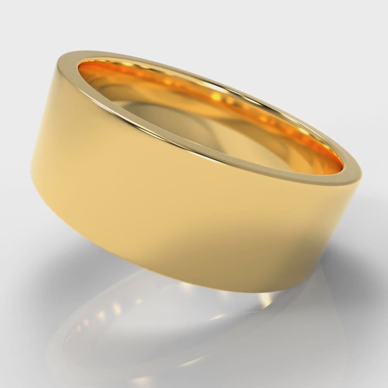 8mm Flat Top Comfort Fit Wedding Ring - Yellow Gold