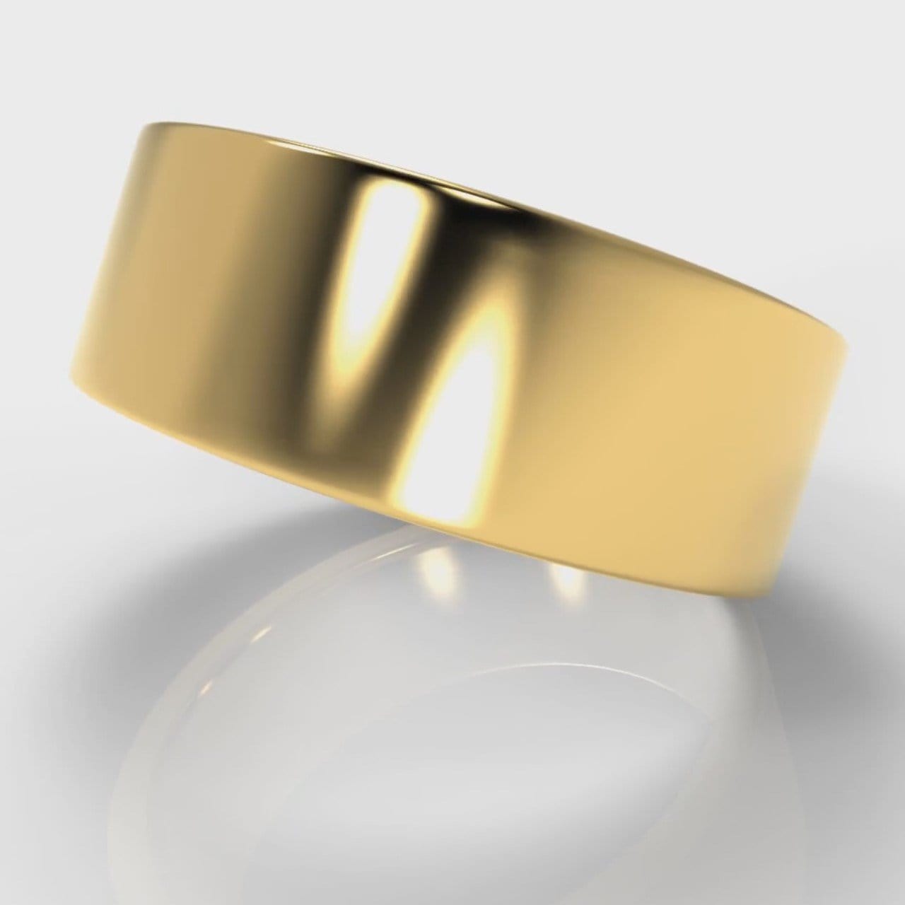 8mm Flat Top Comfort Fit Wedding Ring - Yellow Gold