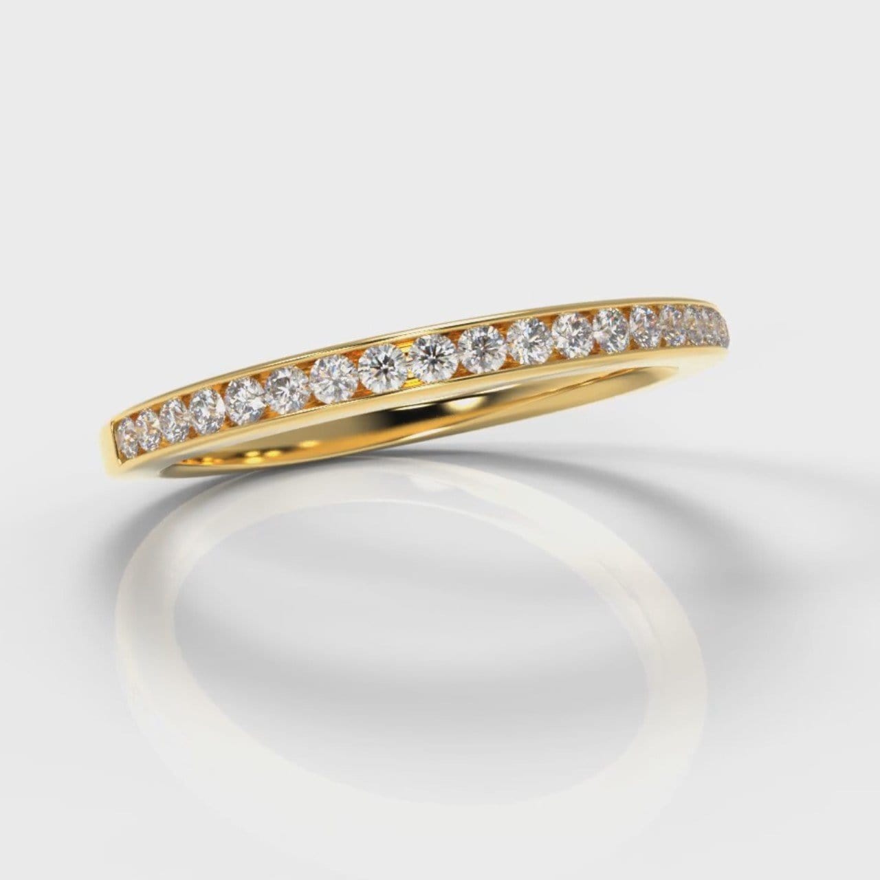 Petite Channel Set Diamond Wedding Ring - Yellow Gold