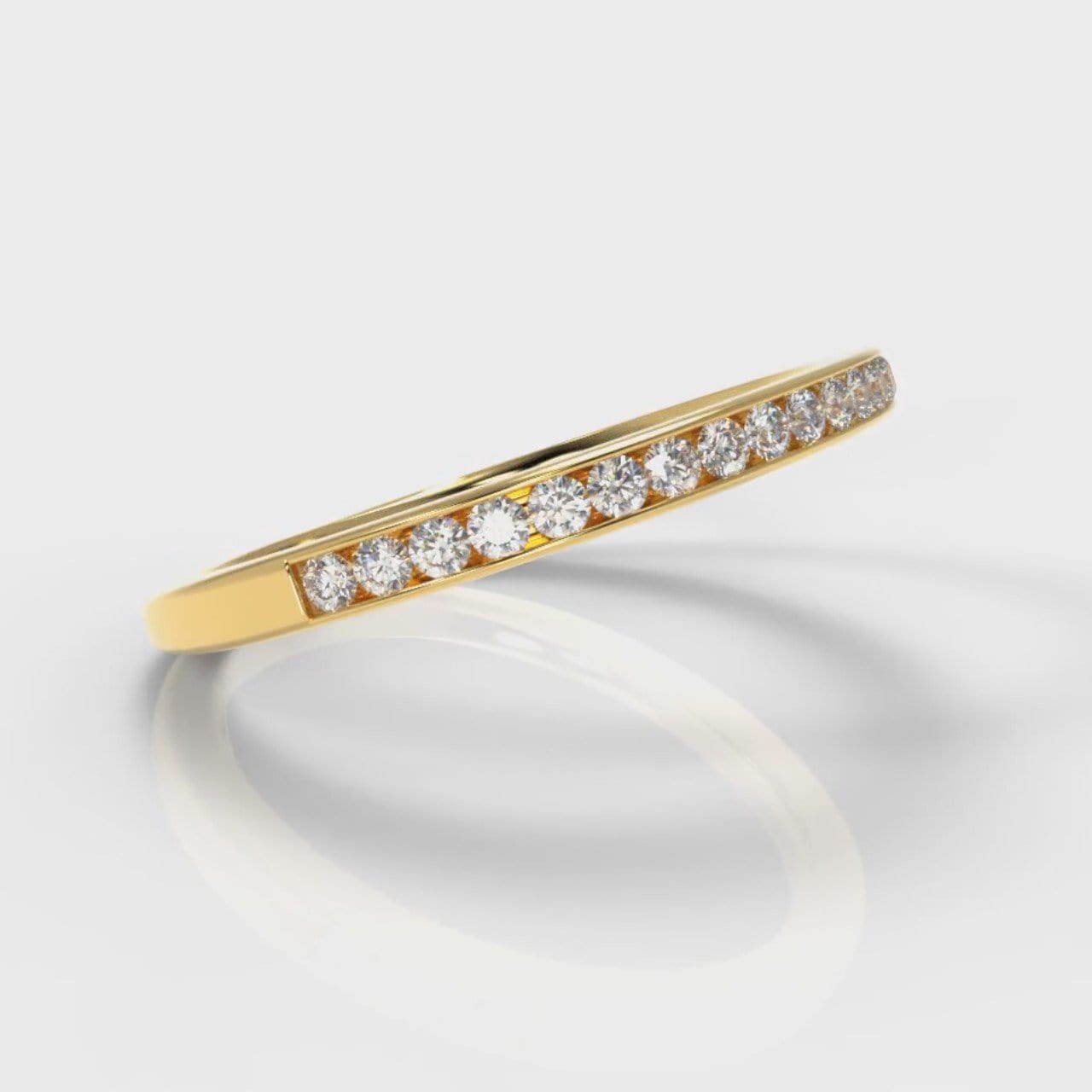 Petite Channel Set Diamond Wedding Ring - Yellow Gold