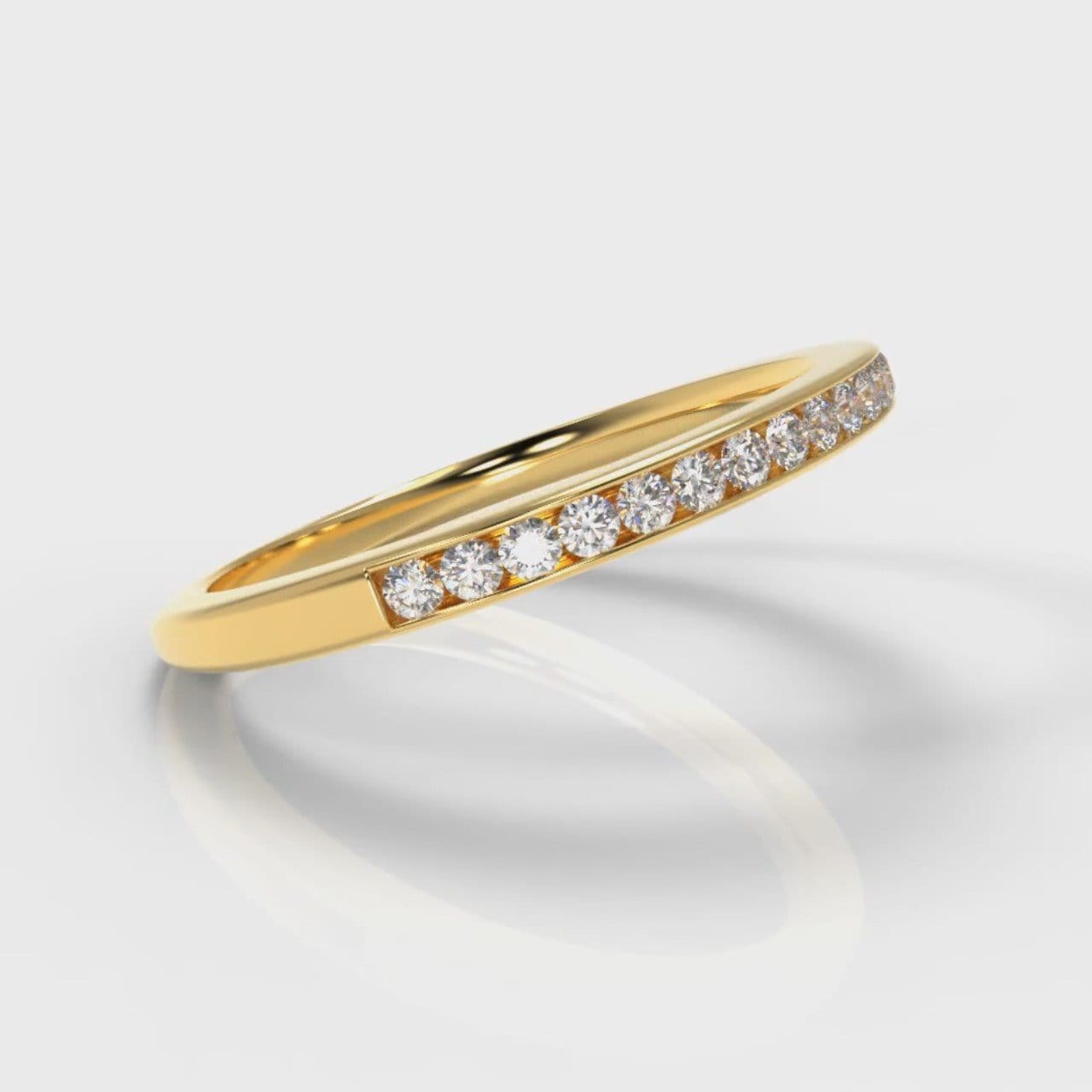 Petite Channel Set Diamond Wedding Ring - Yellow Gold