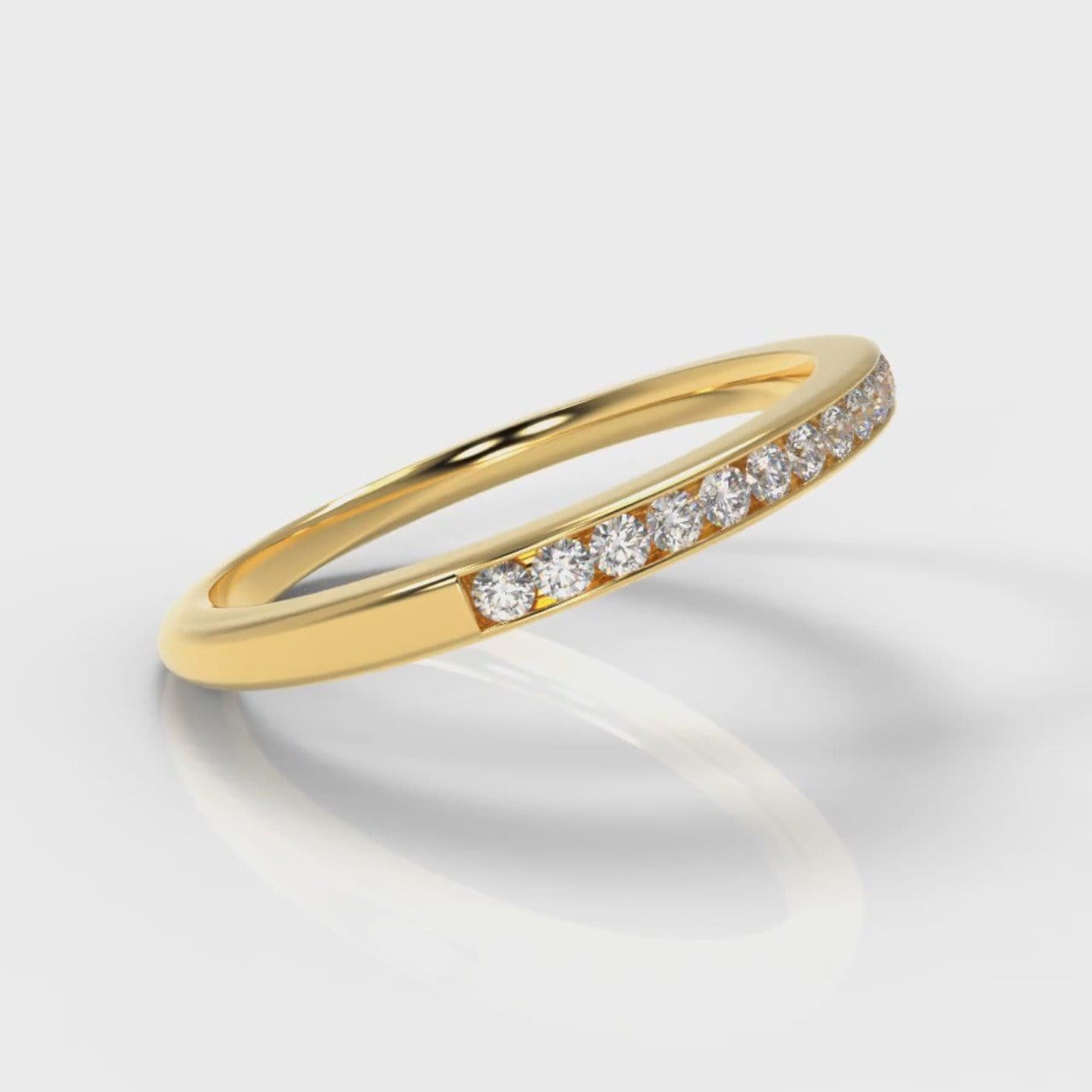 Petite Channel Set Diamond Wedding Ring - Yellow Gold