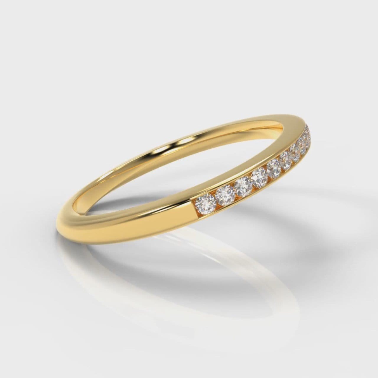 Petite Channel Set Diamond Wedding Ring - Yellow Gold