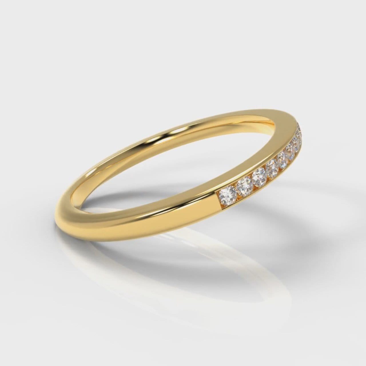 Petite Channel Set Diamond Wedding Ring - Yellow Gold