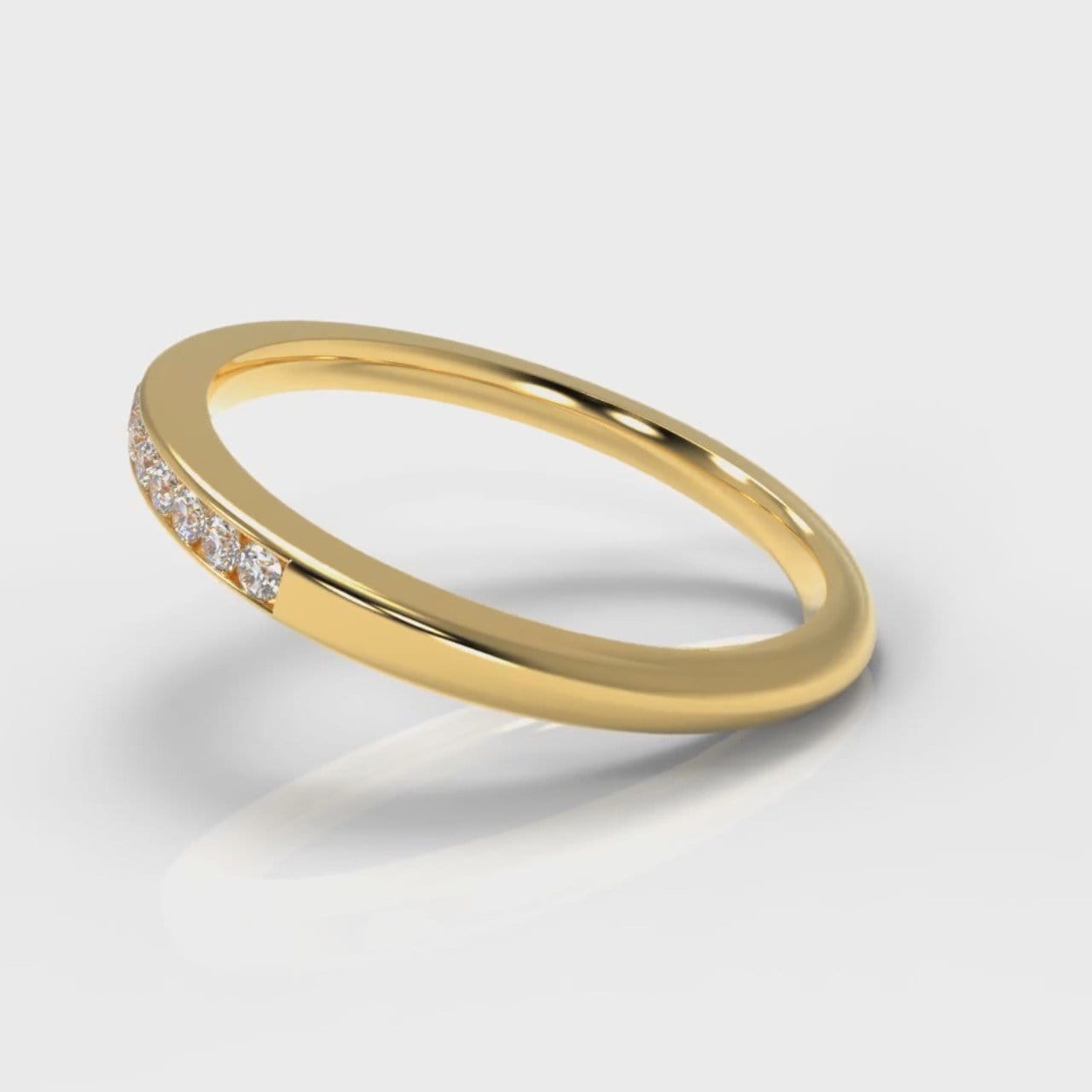 Petite Channel Set Diamond Wedding Ring - Yellow Gold