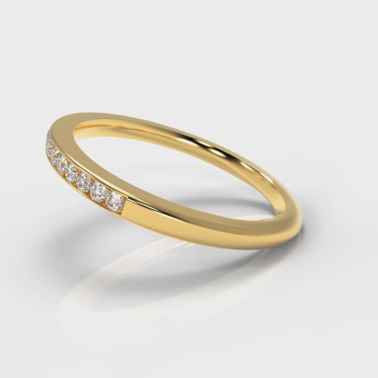 Petite Channel Set Diamond Wedding Ring - Yellow Gold