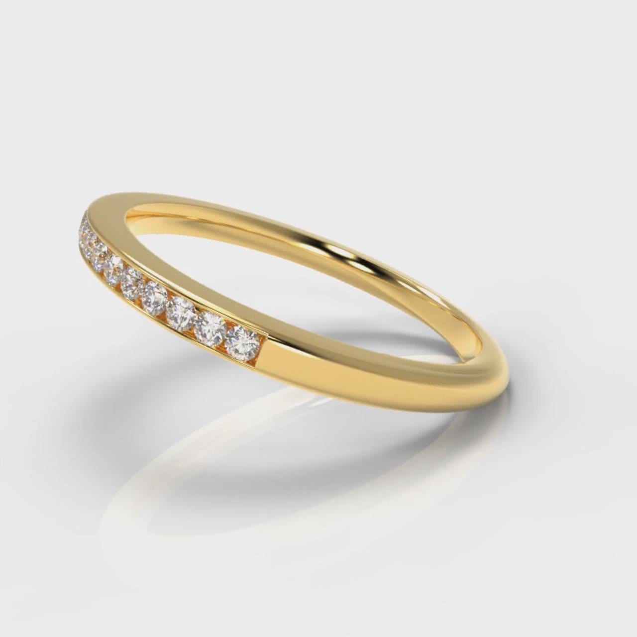 Petite Channel Set Diamond Wedding Ring - Yellow Gold