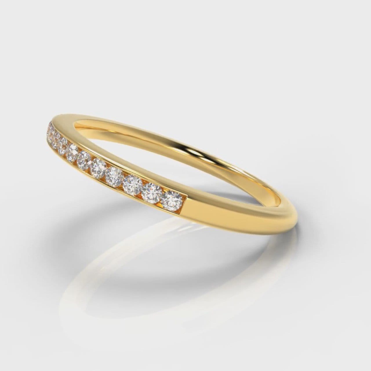 Petite Channel Set Diamond Wedding Ring - Yellow Gold