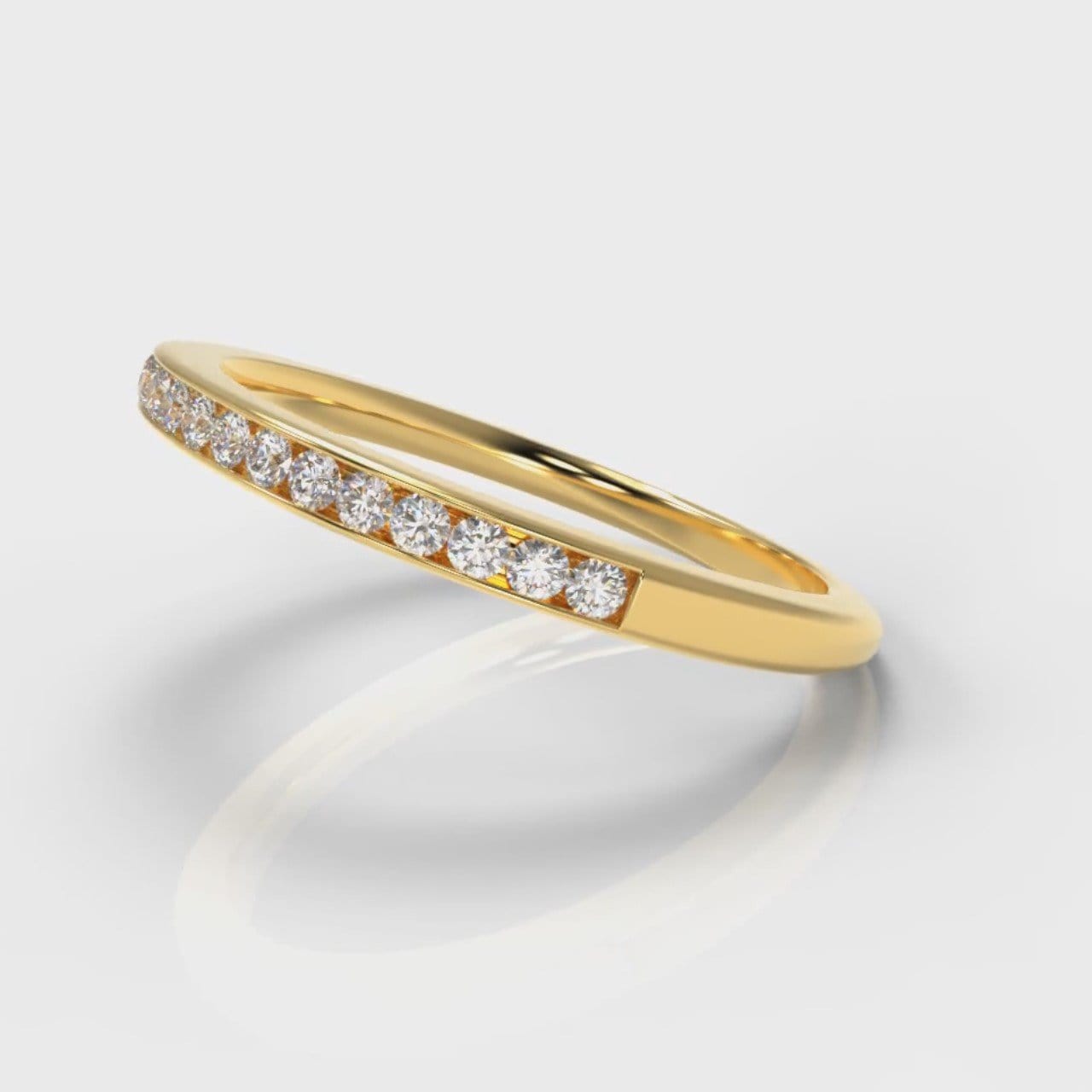 Petite Channel Set Diamond Wedding Ring - Yellow Gold