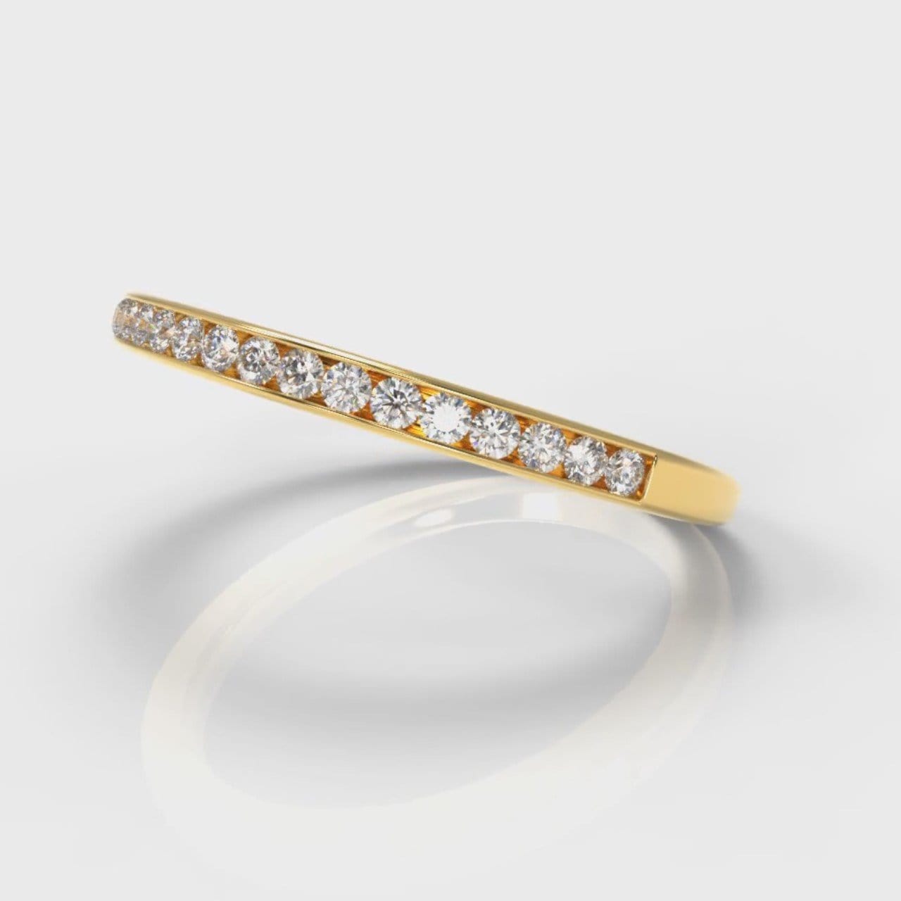Petite Channel Set Diamond Wedding Ring - Yellow Gold