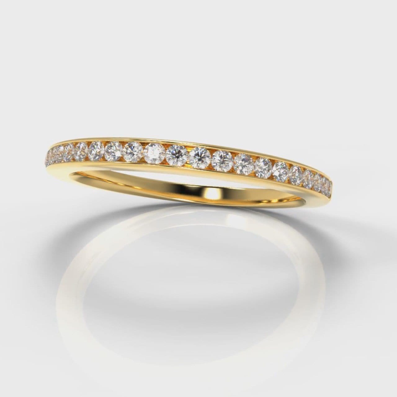 Petite Channel Set Diamond Wedding Ring - Yellow Gold
