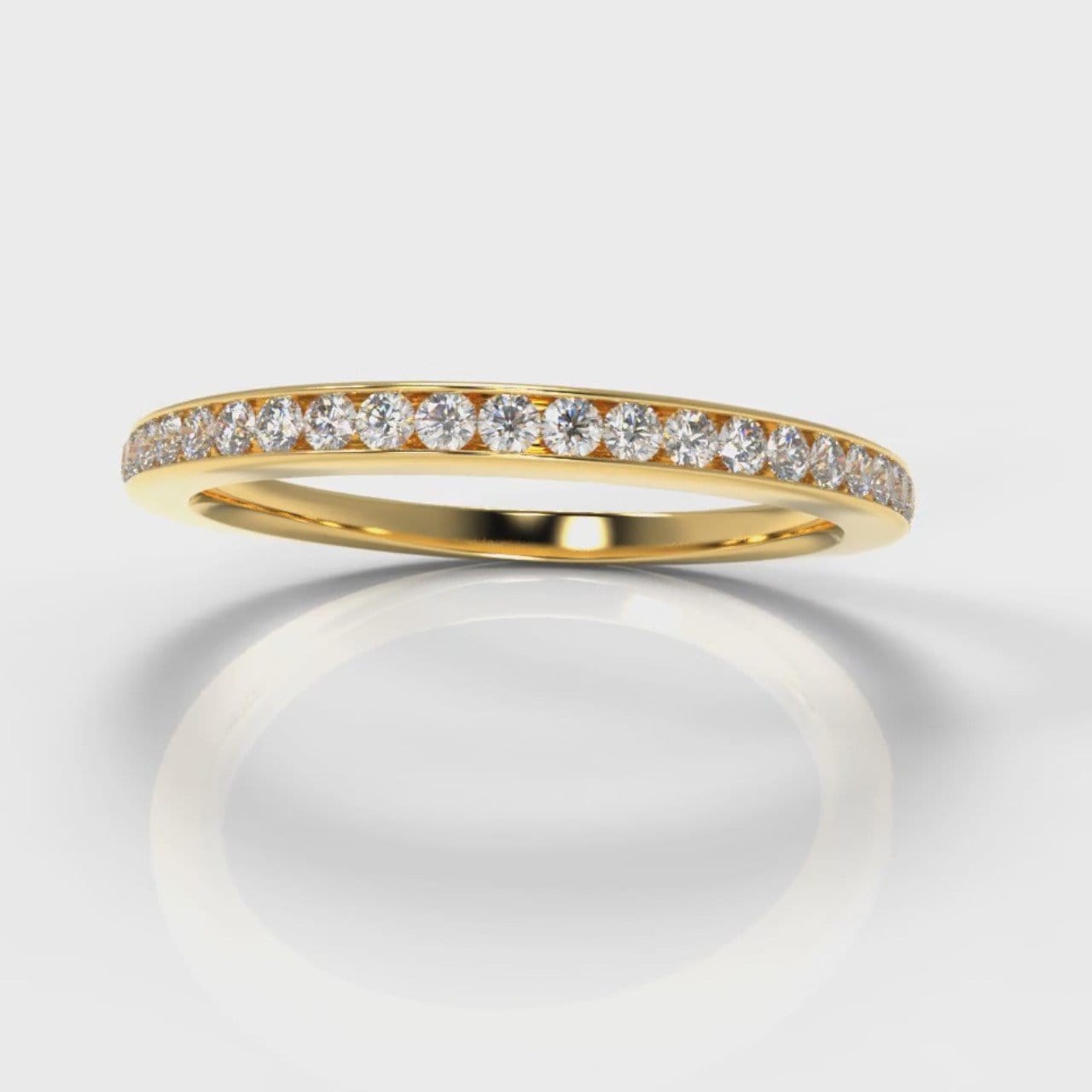 Petite Channel Set Diamond Wedding Ring - Yellow Gold