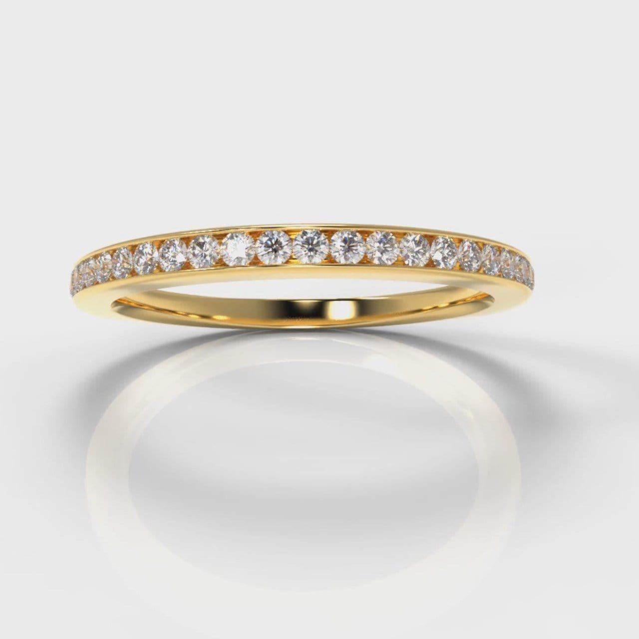 Petite Channel Set Diamond Wedding Ring - Yellow Gold