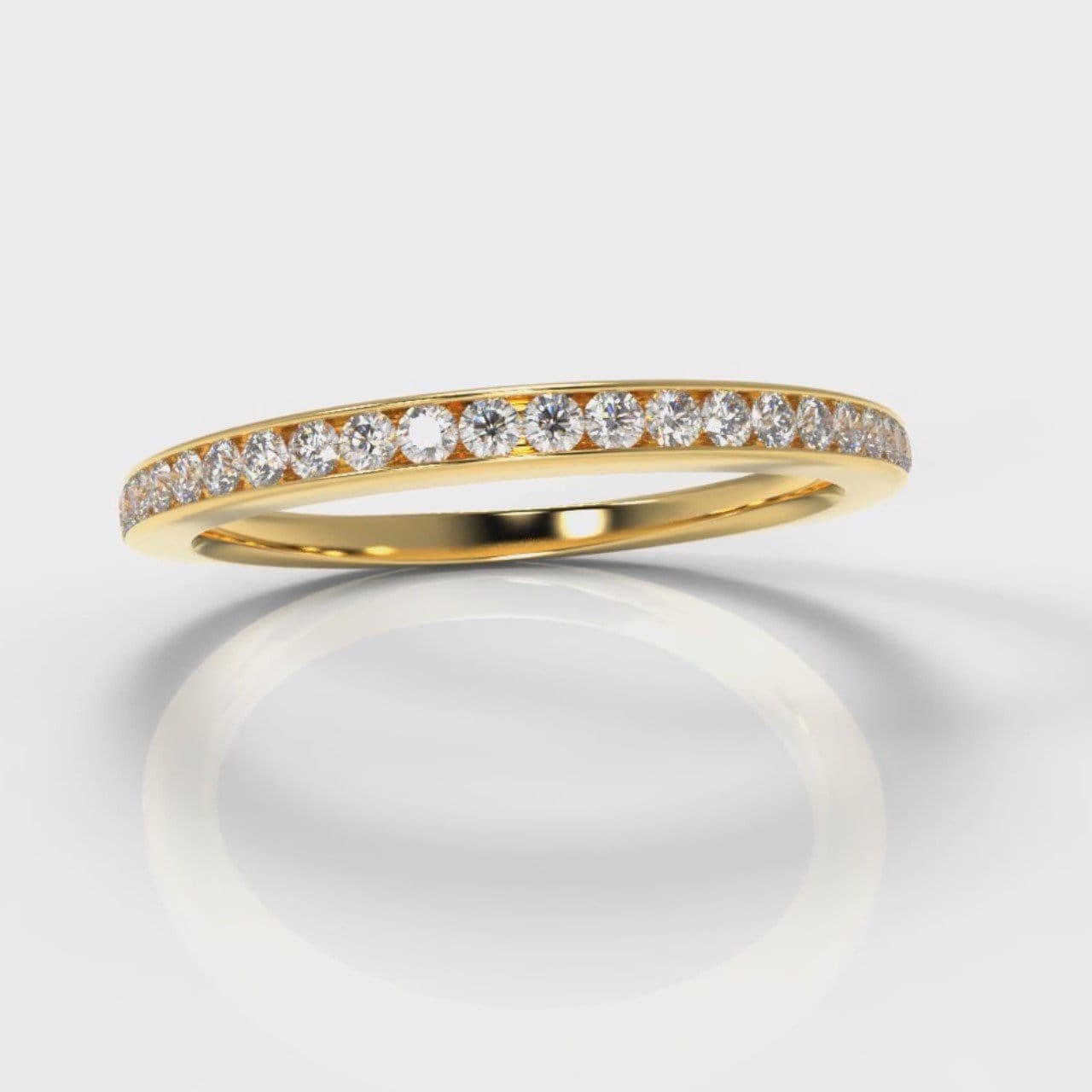 Petite Channel Set Diamond Wedding Ring - Yellow Gold