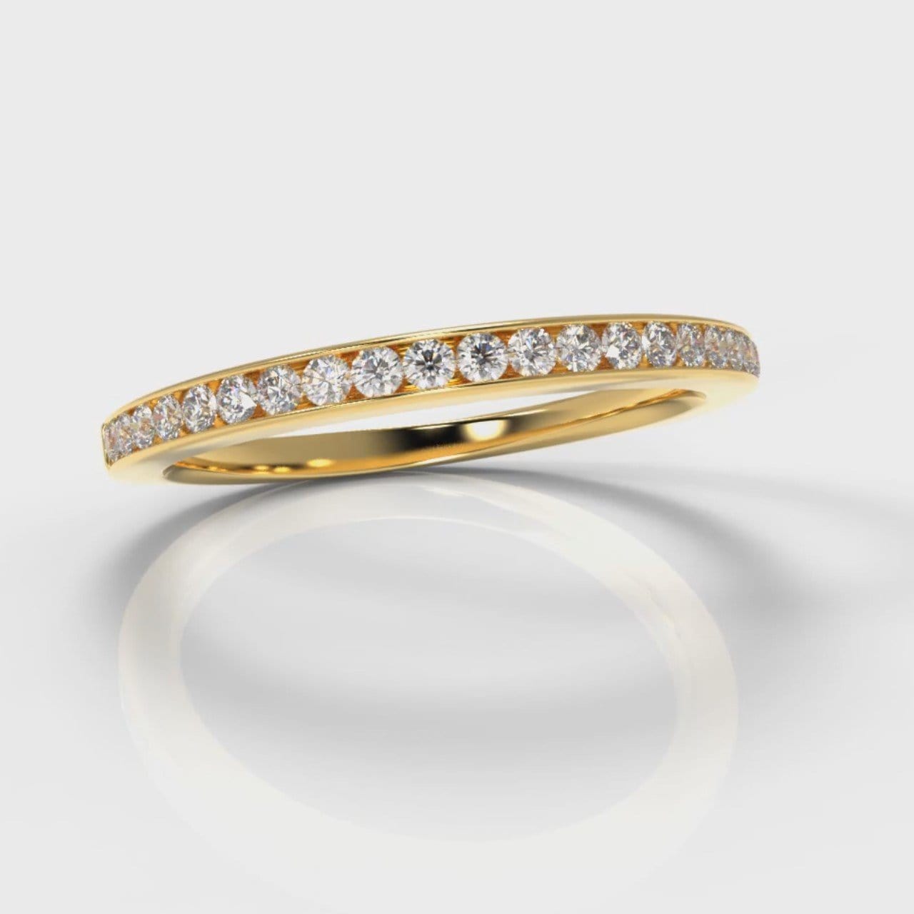 Petite Channel Set Diamond Wedding Ring - Yellow Gold