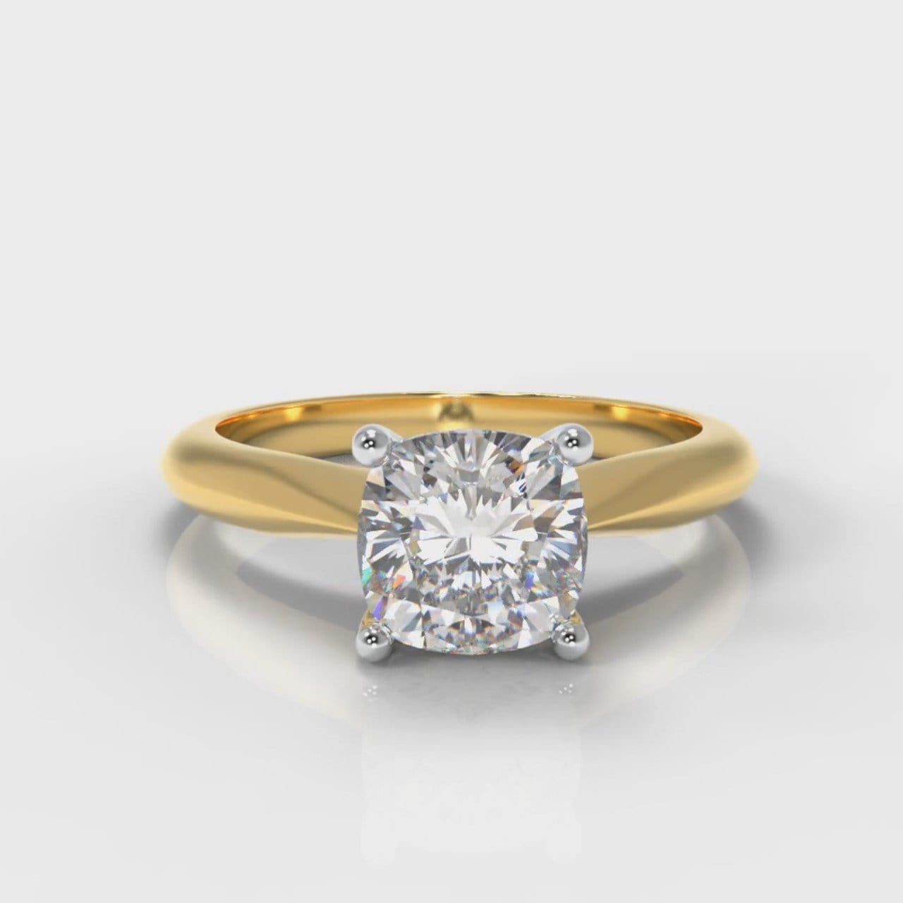 Carrée Solitaire Cushion Cut Diamond Engagement Ring - Yellow Gold