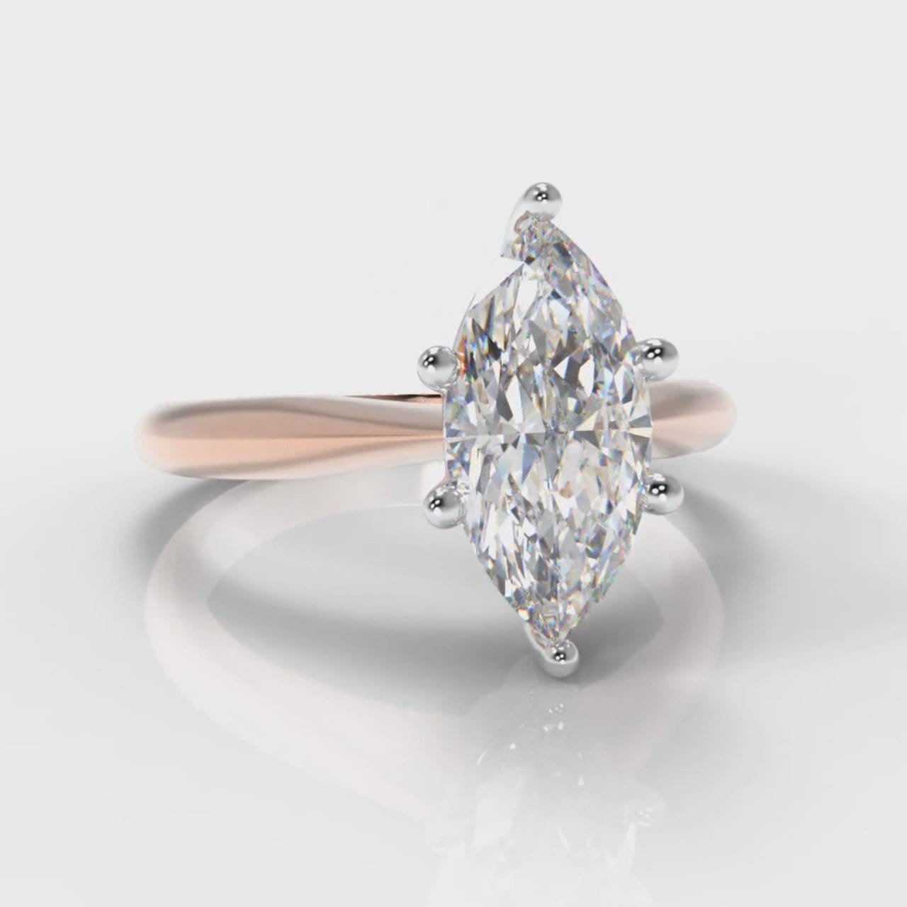 Star Solitaire Marquise Diamond Engagement Ring - Rose Gold
