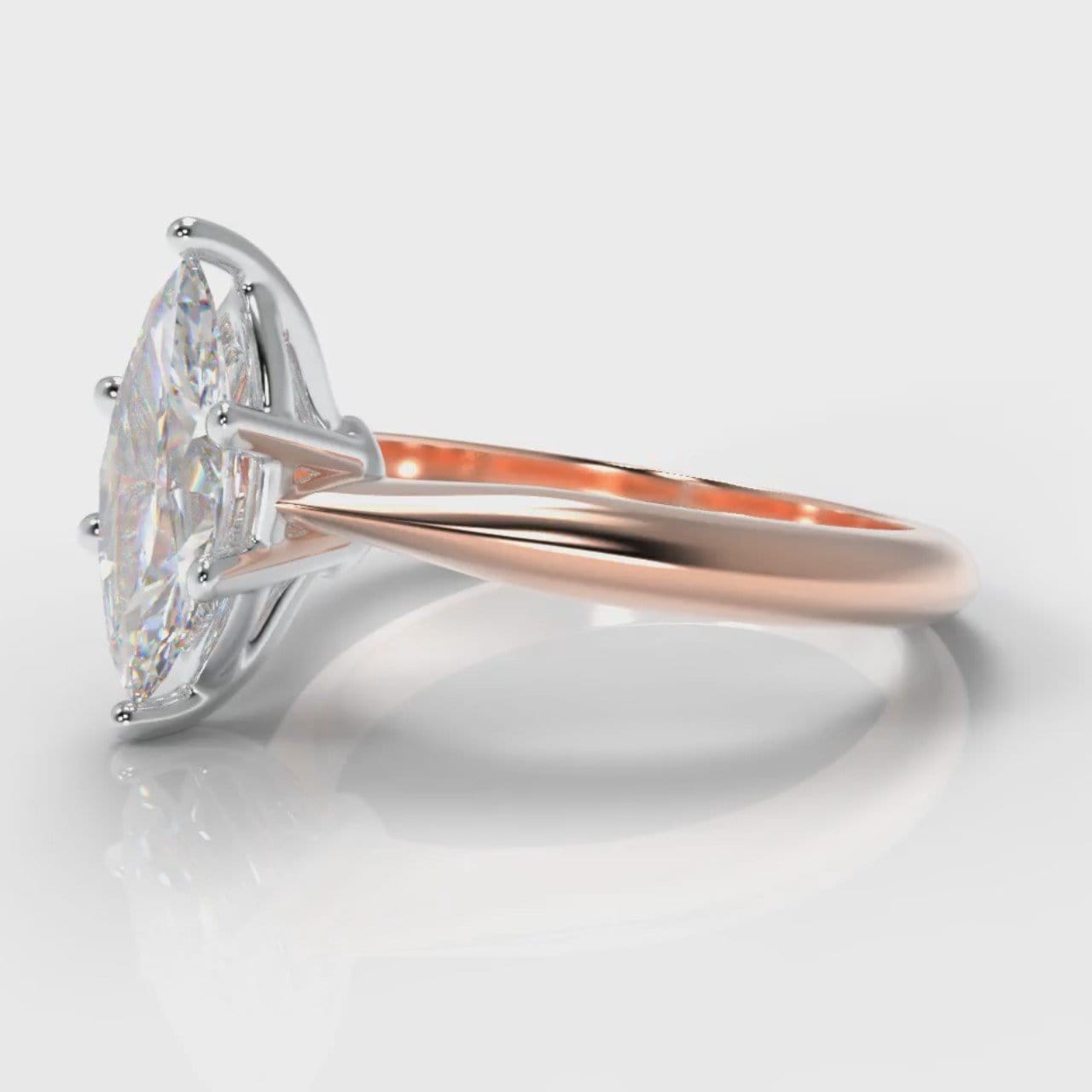 Star Solitaire Marquise Diamond Engagement Ring - Rose Gold