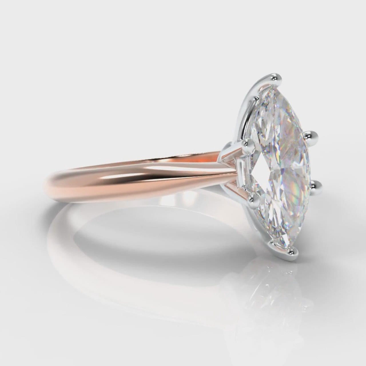 Star Solitaire Marquise Diamond Engagement Ring - Rose Gold