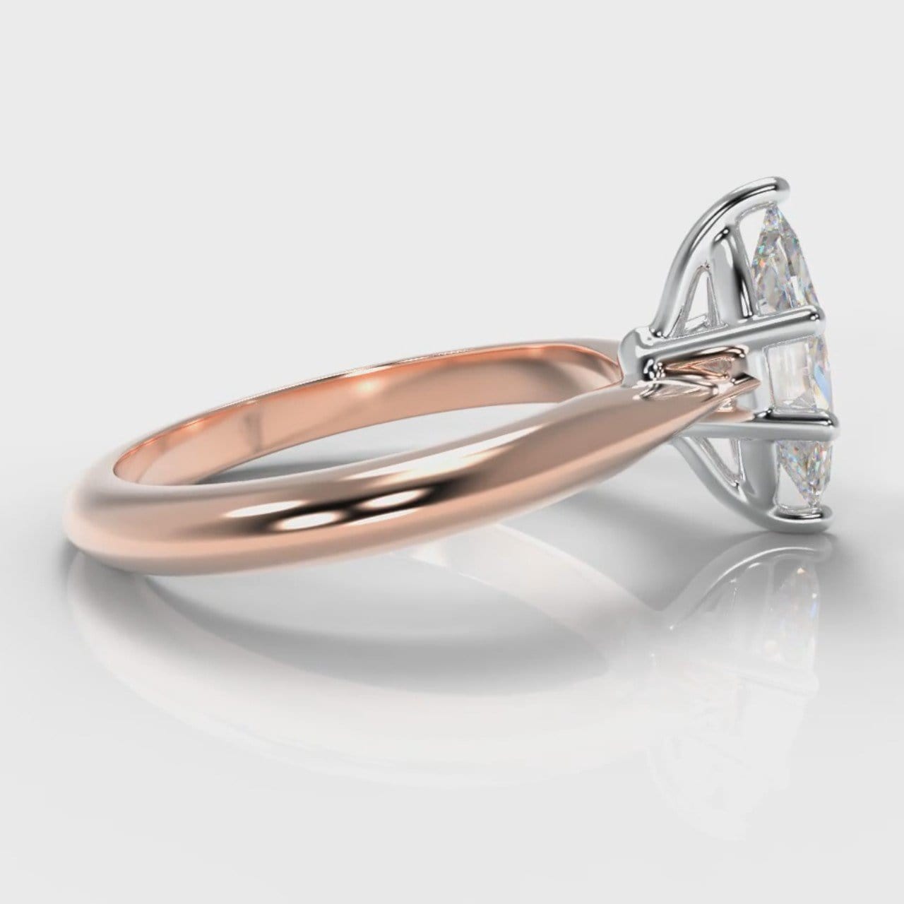Star Solitaire Marquise Diamond Engagement Ring - Rose Gold