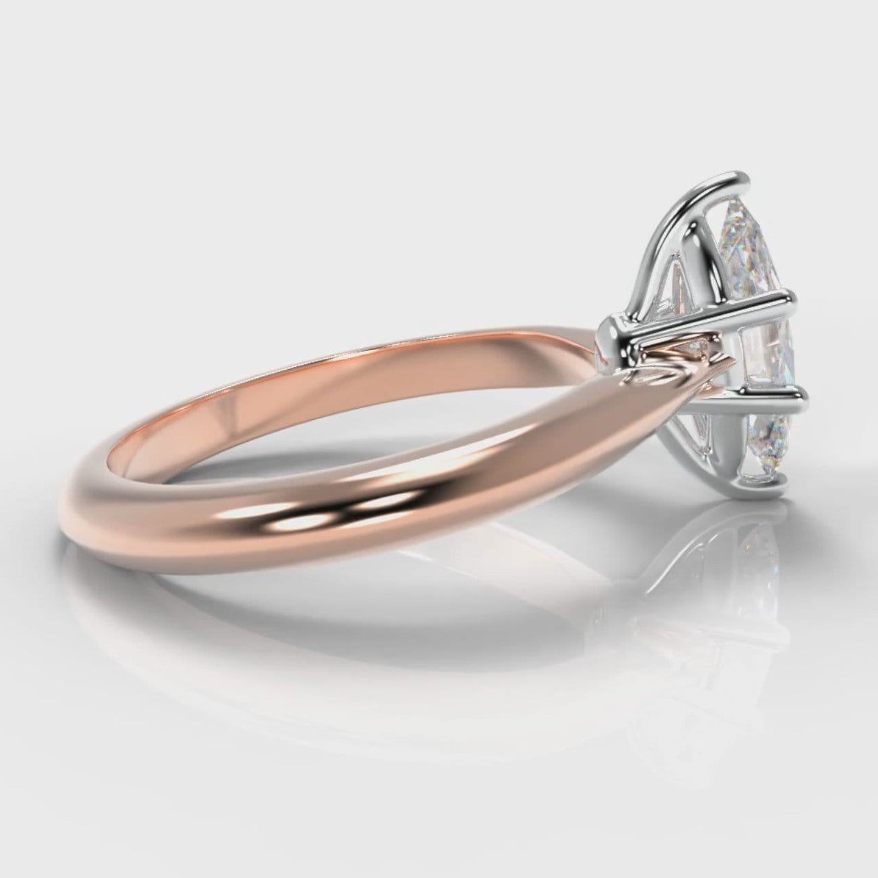 Star Solitaire Marquise Diamond Engagement Ring - Rose Gold