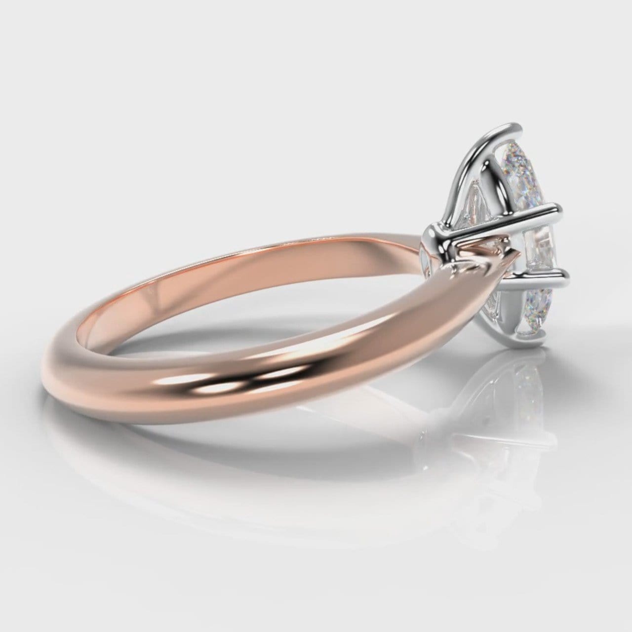 Star Solitaire Marquise Diamond Engagement Ring - Rose Gold